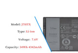 7XNTR J7HTX 07XNTR FH8RW 0FH8RW Dell Laptop Battery for Dell Latitude 12 7202 7212 7220 Rugged Extreme Tablet Series (7.4V 26Wh 3420mAh) Laptop Batteries JS Bazar