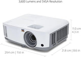 ViewSonic PA503S 3800-Lumen SVGA DLP Projector, SVGA Resolution, Brightness of 3800 Lumens, Built-In 2-Watt Speaker, RS-232 Controllable Projectors JS Bazar