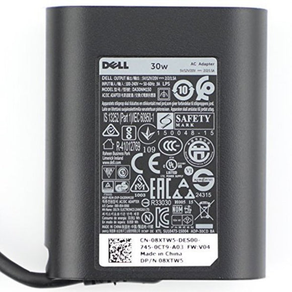 New Dell 30W USB-C(Type C) AC Replacement Adapter, Power Supply Replacement Charger for Dell XPS12(9250),Dell Latitude 7275 5175 Venue 8 (5855)