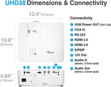 Optoma UHD38x 4K UHD HDR DLP Projector, 4000 Lumens, HDR/HLG, 2x HDMI, USB Projectors JS Bazar