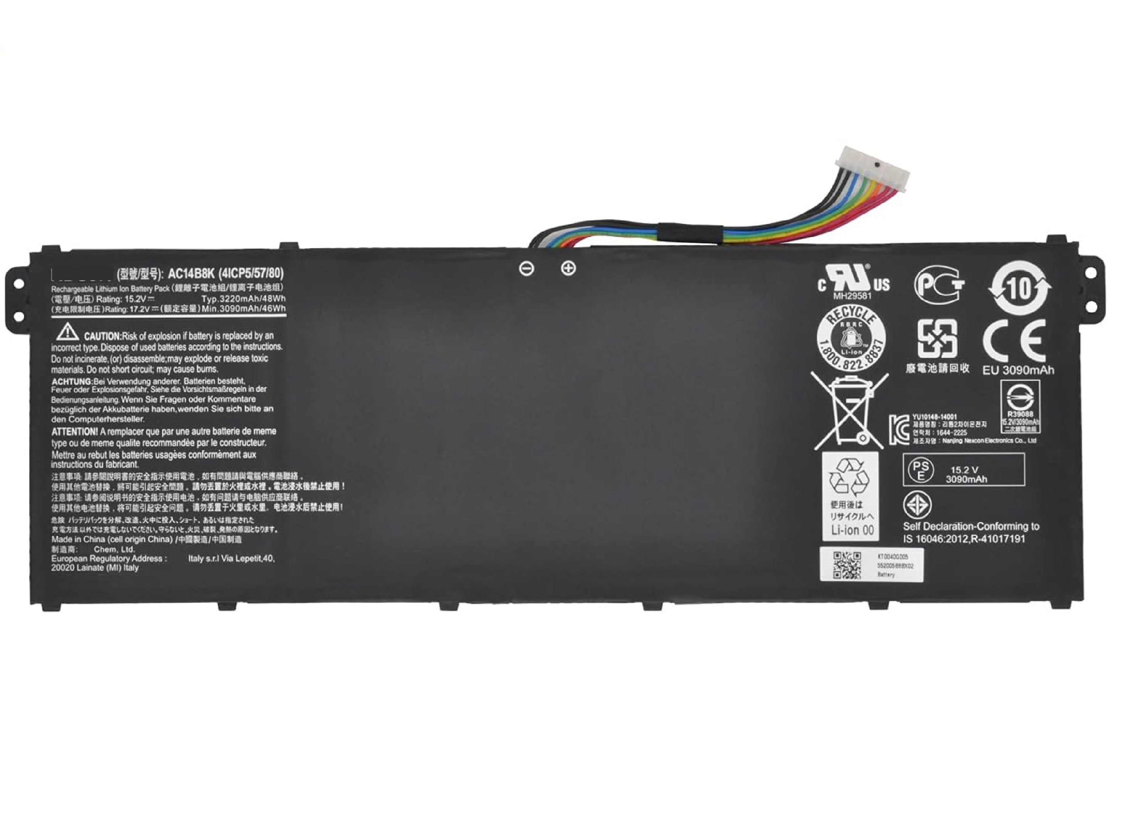 AC14B8K AC14B3K Acer Laptop Battery for Acer Aspire R3-131T R5-471T R5-571T R7-371T Chromebook CB3-111 CB3-511 CB3-531 CB5-571 Swift 3 SF314-51 SF314-52 Nitro 5 AN515-51 AN515-52 AN515-53 Series 15.2V 48Wh Laptop Batteries JS Bazar