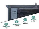 JHT2H Laptop Battery for Dell Latitude 7310 7410 Latitude 7410 Chromebook Enterprise Series P34S P34S001 4V5X2 Y7HR3 35J09 HRGYV WY9MP XMV7T 009YYF 7CXN6 T3JWC XMT81 0YJ9RP XMV7T K36KR X825P YY3GJ Laptop Batteries JS Bazar