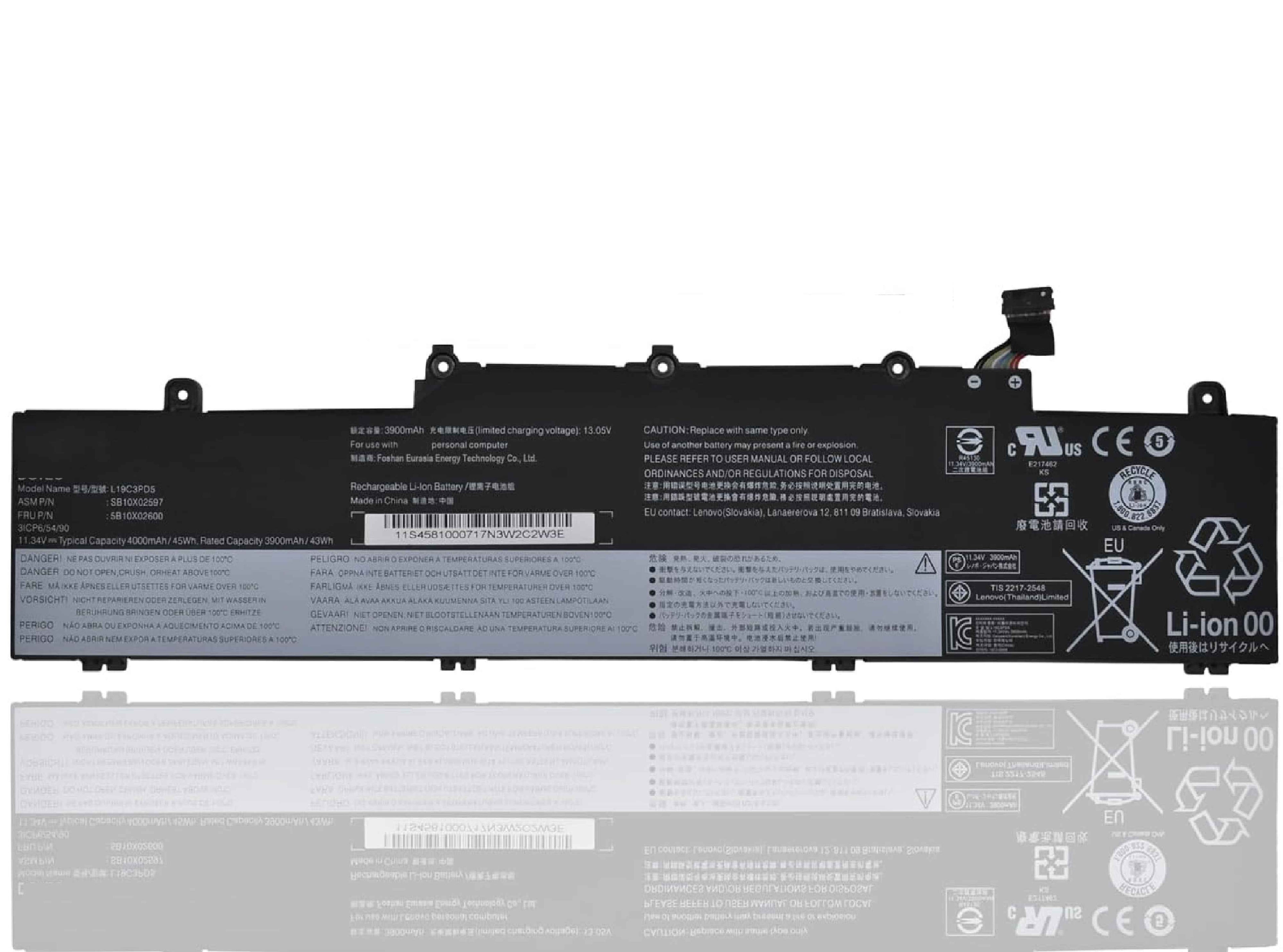 L19M3PD5 L19D3PD5 L19C3PD5 L19L3PD5 Laptop Battery for Lenovo ThinkPad E14 E15 2nd Gen SB10X02608 5B10X02603 SB10X02605 5B10X02594 5B10X02600 5B10X02606(11.1V 45Wh/4120mAh) Laptop Batteries JS Bazar