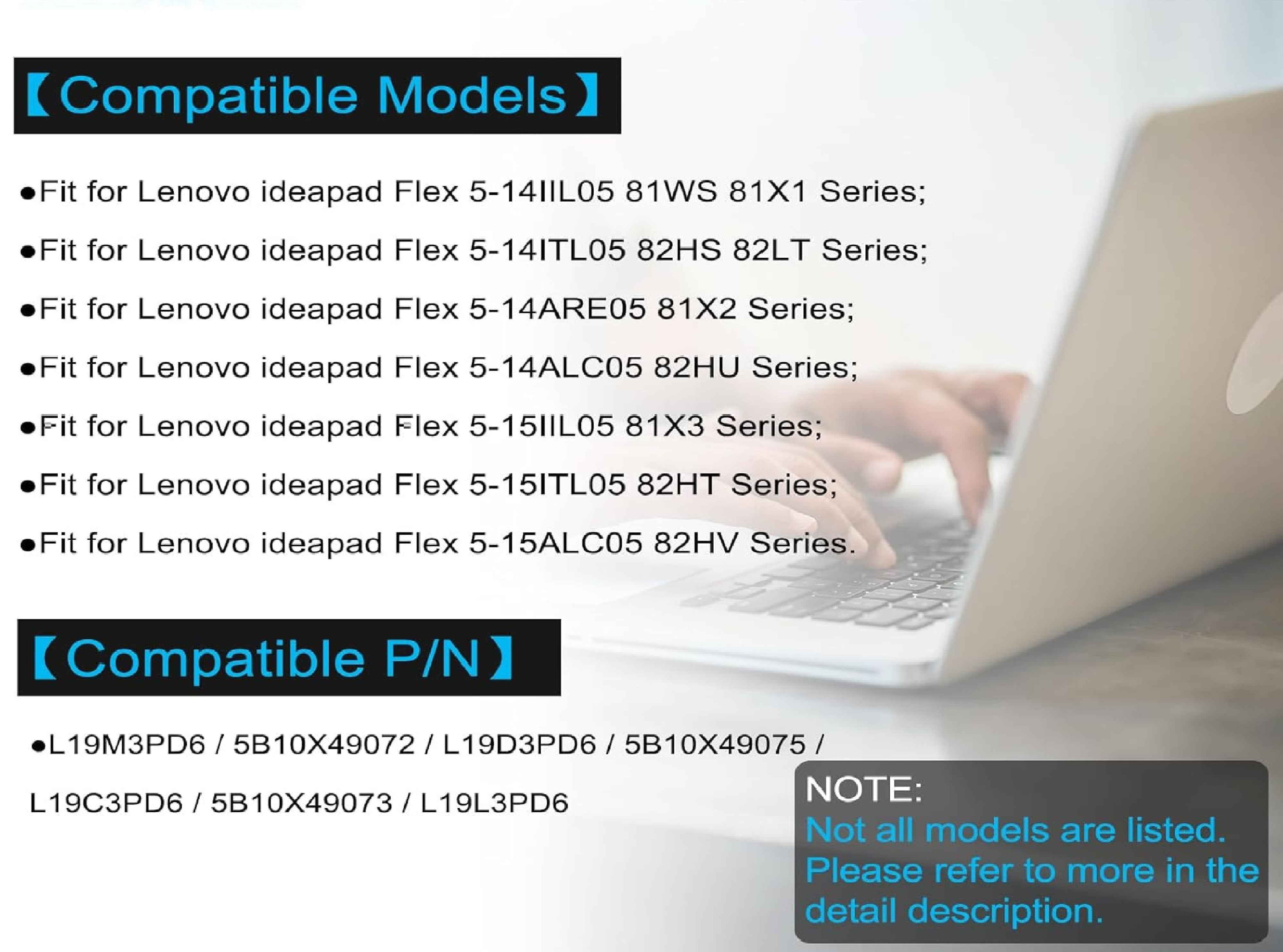 L19L3PD6 L19D3PD6 L19M3PD6 L19C3PD6 Laptop Battery Compatible with Lenovo Flex 5-14ARE05 Flex 5-15IIL05 Flex 5-14IIL05 Series 5B10X49072 5B10X49075 5B10X49077 5B10X49073 11.55V 52.5Wh 4550mAh Laptop Batteries JS Bazar