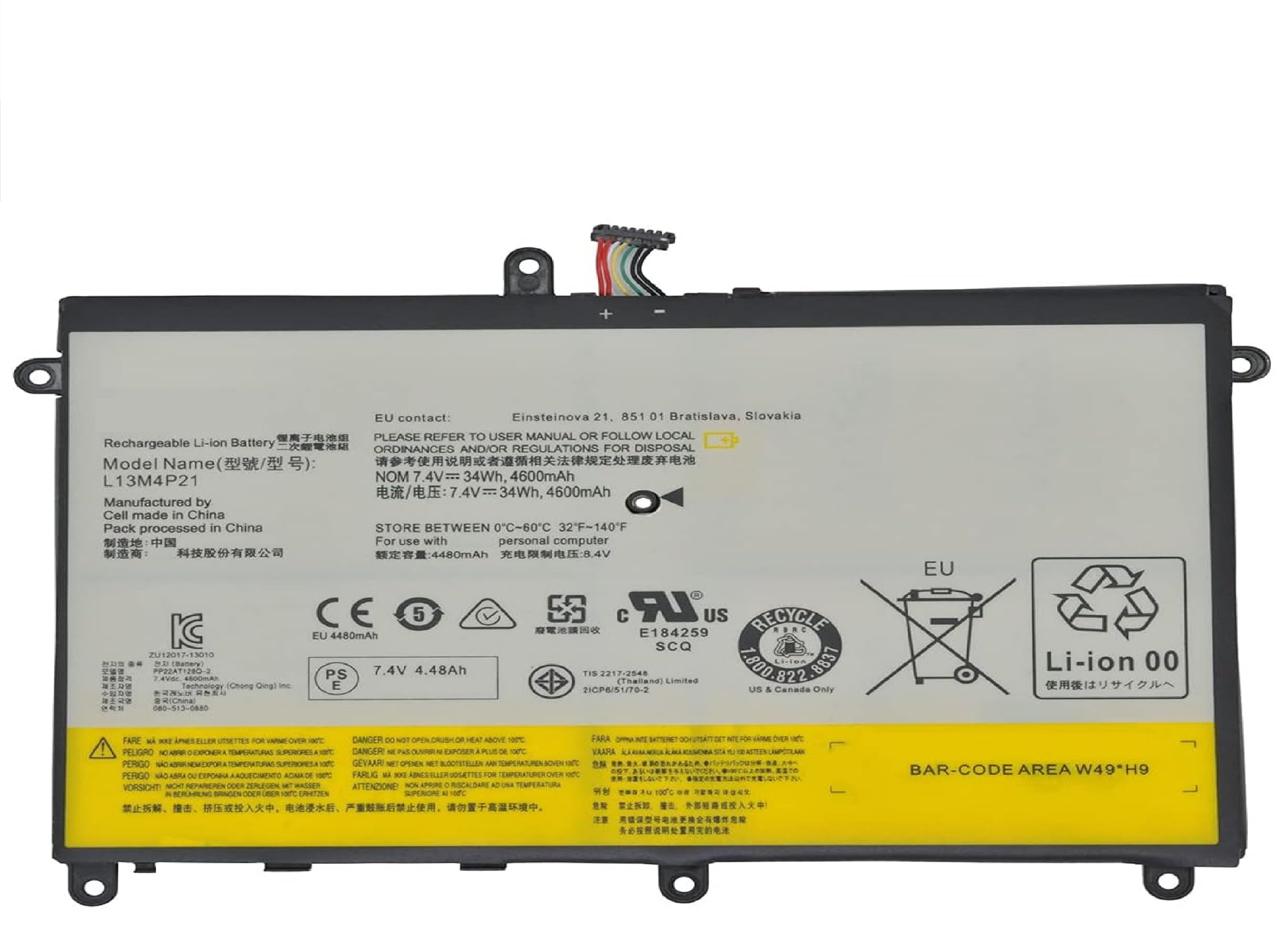 L13M4P21 L13L4P21 Laptop Battery for Lenovo IdeaPad Yoga 2 11 11-59417913 20332 20343 20428 80CX 80DL 80GB 11.6" Series 121500223 121500224 2ICP5/50/70-2 2ICP6/51/70-2 7.4V 34Wh 4600mAh Laptop Batteries JS Bazar