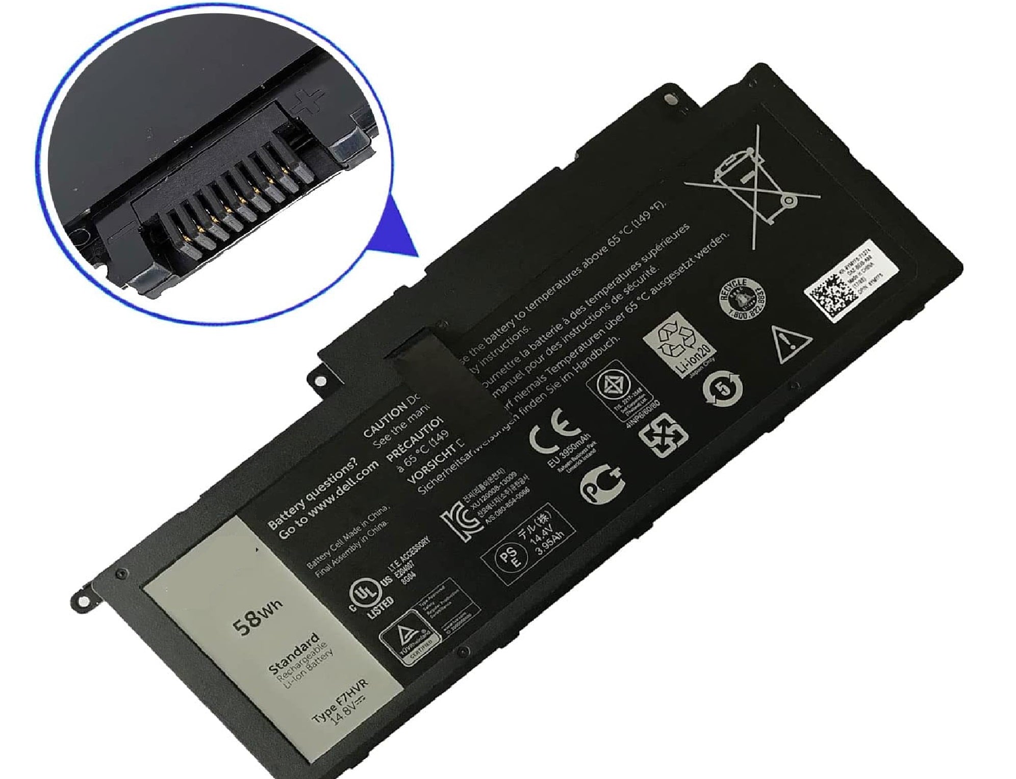 F7HVR Dell Laptop Battery for Dell Insprion 14 7437 Dell Inspiron 15 7537 Series Dell Insprion 17 7737 Series F7HVR JR9TD Y1FGD 62VNH 062VNH G4YJM T2T3J 89JW7 17HR-1728T 451-BBEO 58Wh 14.8V 4-Cell Laptop Batteries JS Bazar