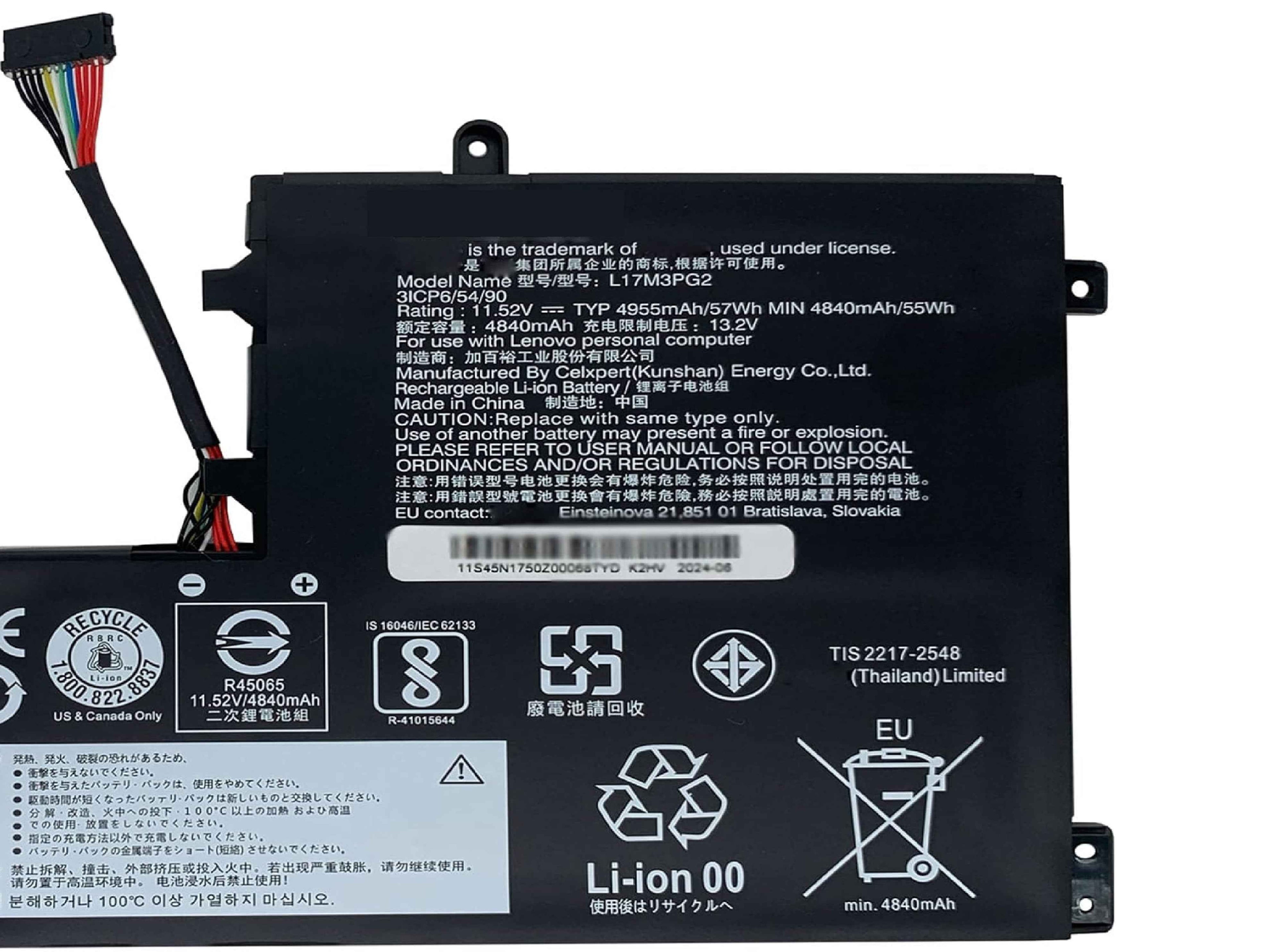 L17M3PG2 Laptop Battery 57Wh 4955mAh 11.52V Compatible with Lenovo Legion Y7000-2019 Y545 Y540-15IRH Y530-15ICH-1060 Series L17C3PG2 5B10T31045 5B10W69457 5B10W67279 5B10Q88559 Laptop Batteries JS Bazar