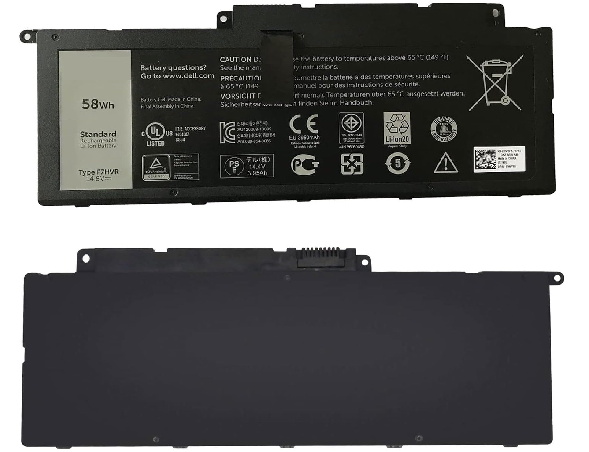 F7HVR Dell Laptop Battery for Dell Insprion 14 7437 Dell Inspiron 15 7537 Series Dell Insprion 17 7737 Series F7HVR JR9TD Y1FGD 62VNH 062VNH G4YJM T2T3J 89JW7 17HR-1728T 451-BBEO 58Wh 14.8V 4-Cell Laptop Batteries JS Bazar