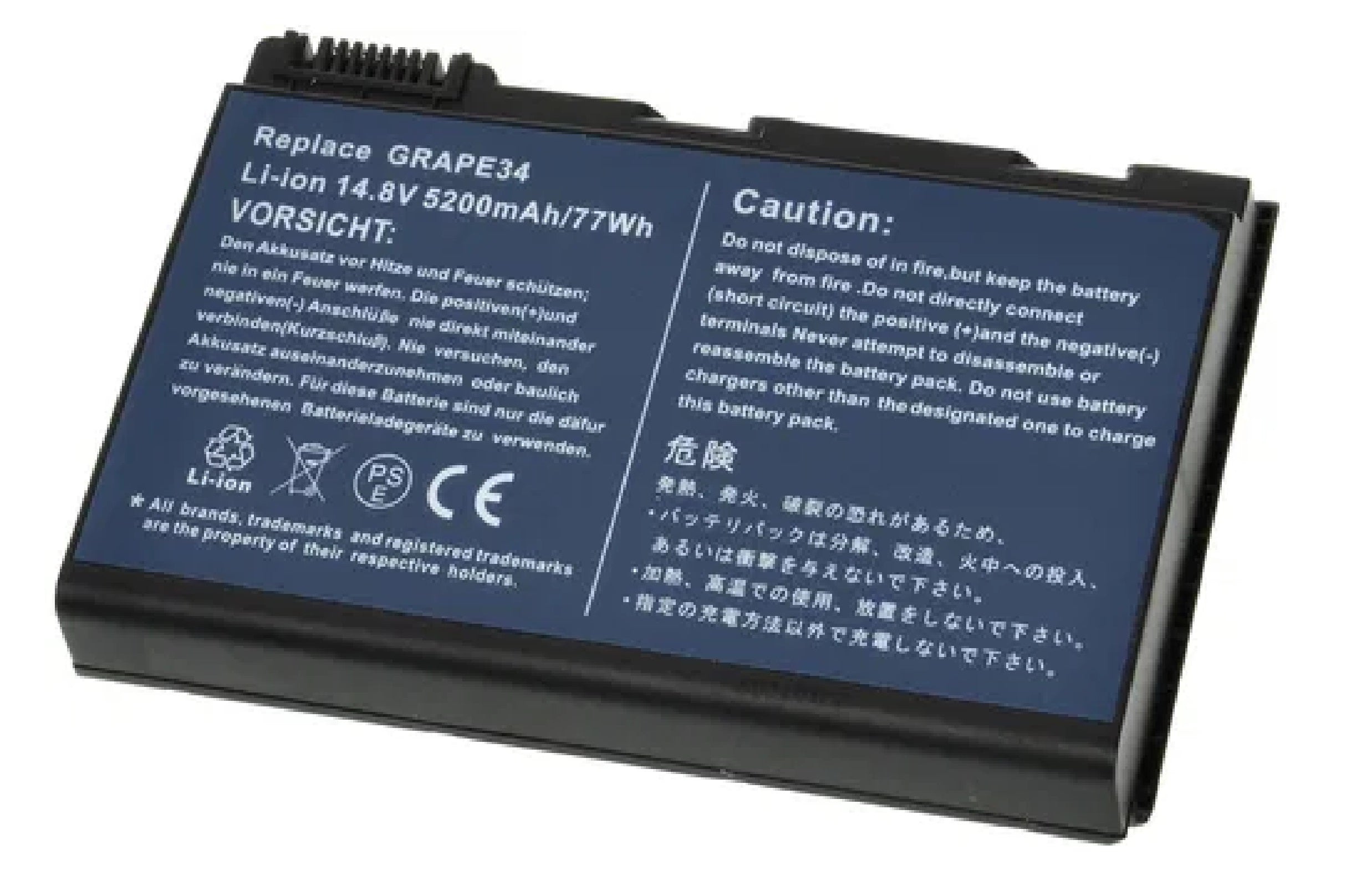 Acer Laptop Battery for Acer TravelMate 5720 5200 mAh, 14.8 V, 5200 mAh/78 Wh, Li-Ion, Black Laptop Batteries JS Bazar