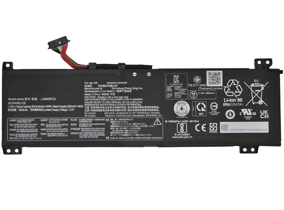 L20C3PC2 L20D3PC2 L20M3PC2 Laptop Battery for Lenovo Ideapad Gaming 3i 3-15ACH6 82K1 Model 82K20015US 82K200UTUS 3-15IHU6 82K2 5-15ITH6H Series 5B11B96715 SB11B96717 5B11B96718 5B11B96719 11.52V 45Wh Laptop Batteries JS Bazar