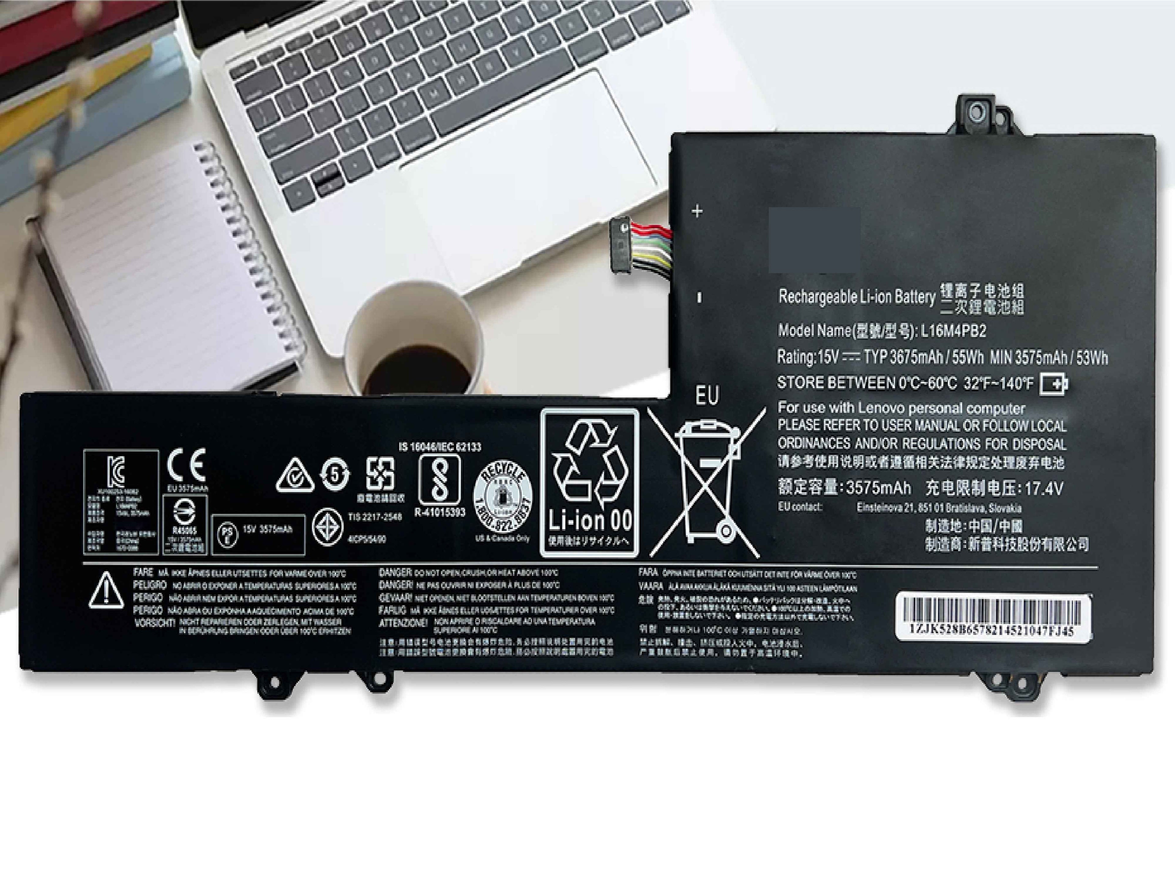 L16M4PB2 (15V 55Wh/3675mAh 4-Cells) Laptop Battery Compatible with Lenovo Ideapad 720S-14IKB V720-14 Series Notebook L16L4PB2 L16C4PB2 Laptop Batteries JS Bazar