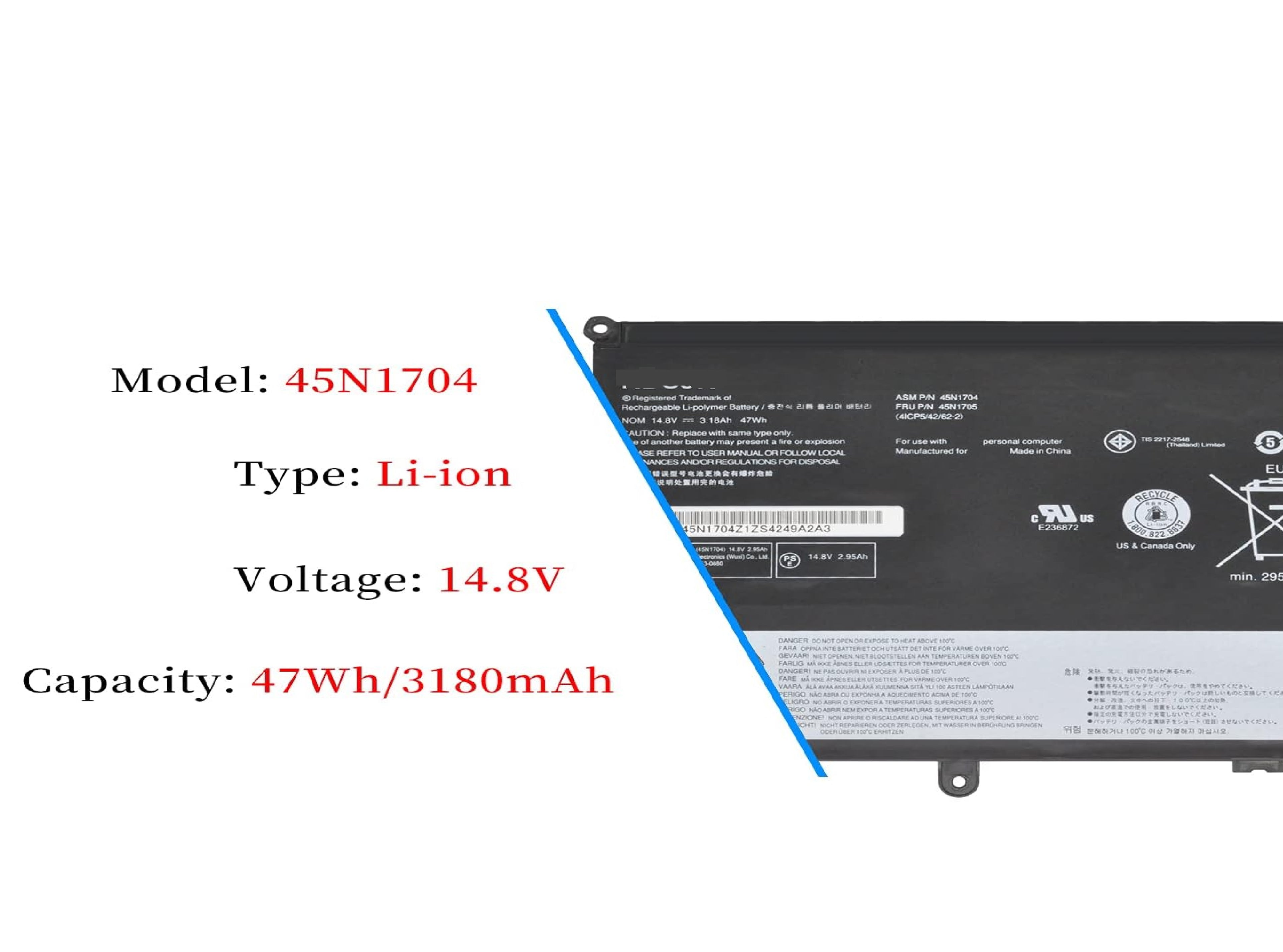 45N1704 45N1705 45N1706 45N1707 Laptop Battery for Lenovo Thinkpad 12.5" S1 Yoga 12 20CD 20CDA 20DL 20DK Yoga S1-120 S1-S240 Series 20CDS00800 20CDS00700 20CDS00600 20CDS00500 4ICP5/42/62-2 14.8V 47Wh Laptop Batteries JS Bazar
