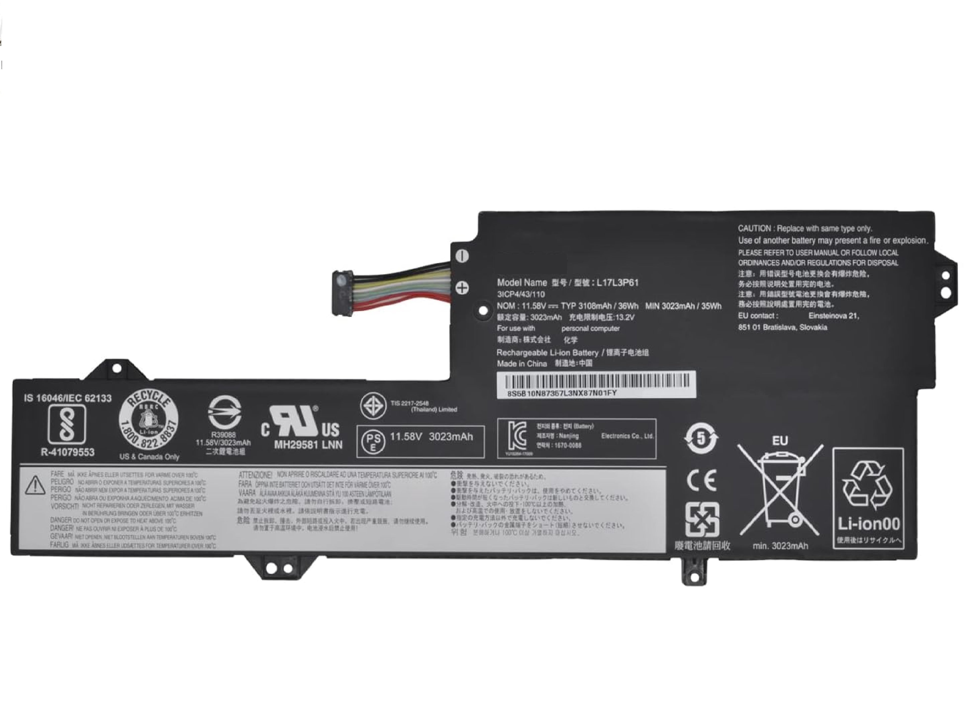 L17L3P61 L17M3P61 L17C3P61 Laptop Battery for Lenovo IdeaPad 320S-13IKB Yoga 330-11IGM 720-12IKB Flex 6-11IGM Xiaoxin 7000-13 V330S-13IKB Series 5B10N87357 5B10N87358 5B10N87359 11.58V 36Wh (Type A) Laptop Batteries JS Bazar