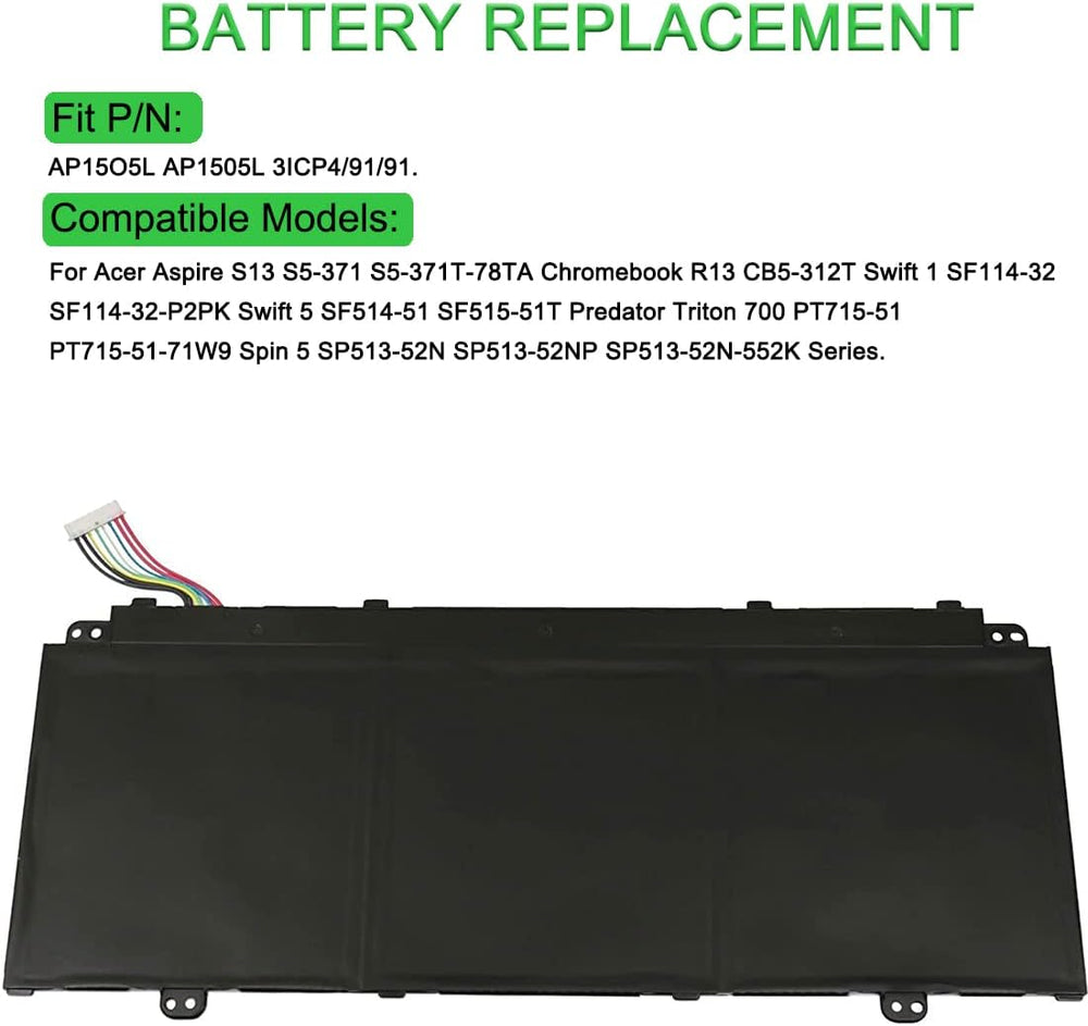 AP15O5L AP1505L Replacement Battery Compatible with Aspire S13 S5-371 S5-371-52JR S5-371-56VE S5-371-537B S5-371-53NX S5-371-71QZ S5-371-757T 5-37152 UK Laptop Batteries JS Bazar