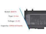 R8D7N Laptop Battery for Dell Latitude 5400 5410 5500 5510 5511 Precision 3540 M3540 3550 Inspiron 7590 7591 7791 2-in-1 Series 0R8D7N 1V1XF 4GVMP H82T6 RF7WM 9JRYT X77XY C5GV2 W8GMW 0W8GMW 11.4V 51Wh Laptop Batteries JS Bazar