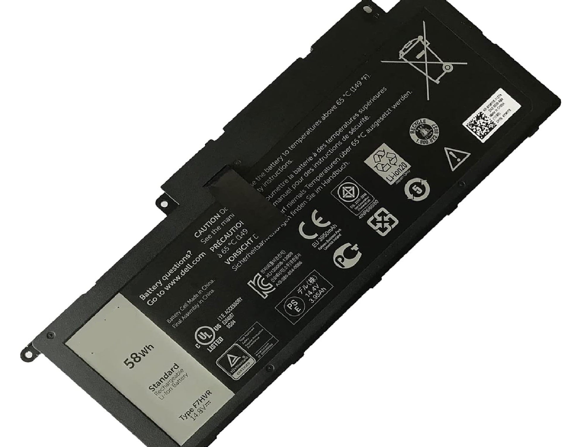 F7HVR Dell Laptop Battery for Dell Insprion 14 7437 Dell Inspiron 15 7537 Series Dell Insprion 17 7737 Series F7HVR JR9TD Y1FGD 62VNH 062VNH G4YJM T2T3J 89JW7 17HR-1728T 451-BBEO 58Wh 14.8V 4-Cell Laptop Batteries JS Bazar