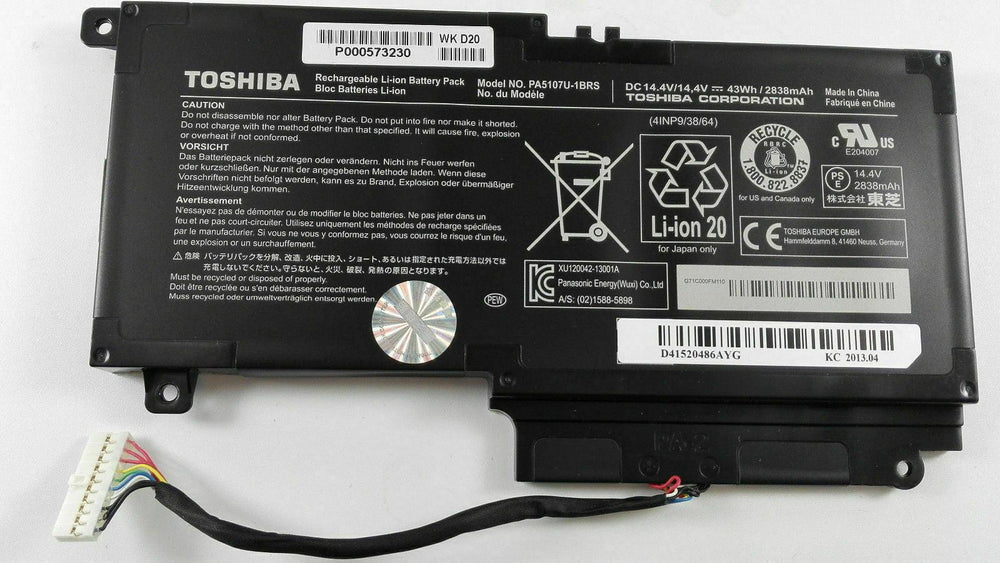 Toshiba Satellite L45 L45D L50 S55 P55 L55 L55T P50 P50-A P55 PA5107U 14.4V 43Wh 2838mAh PA5107U-1BRS Laptop Battery - JS Bazar