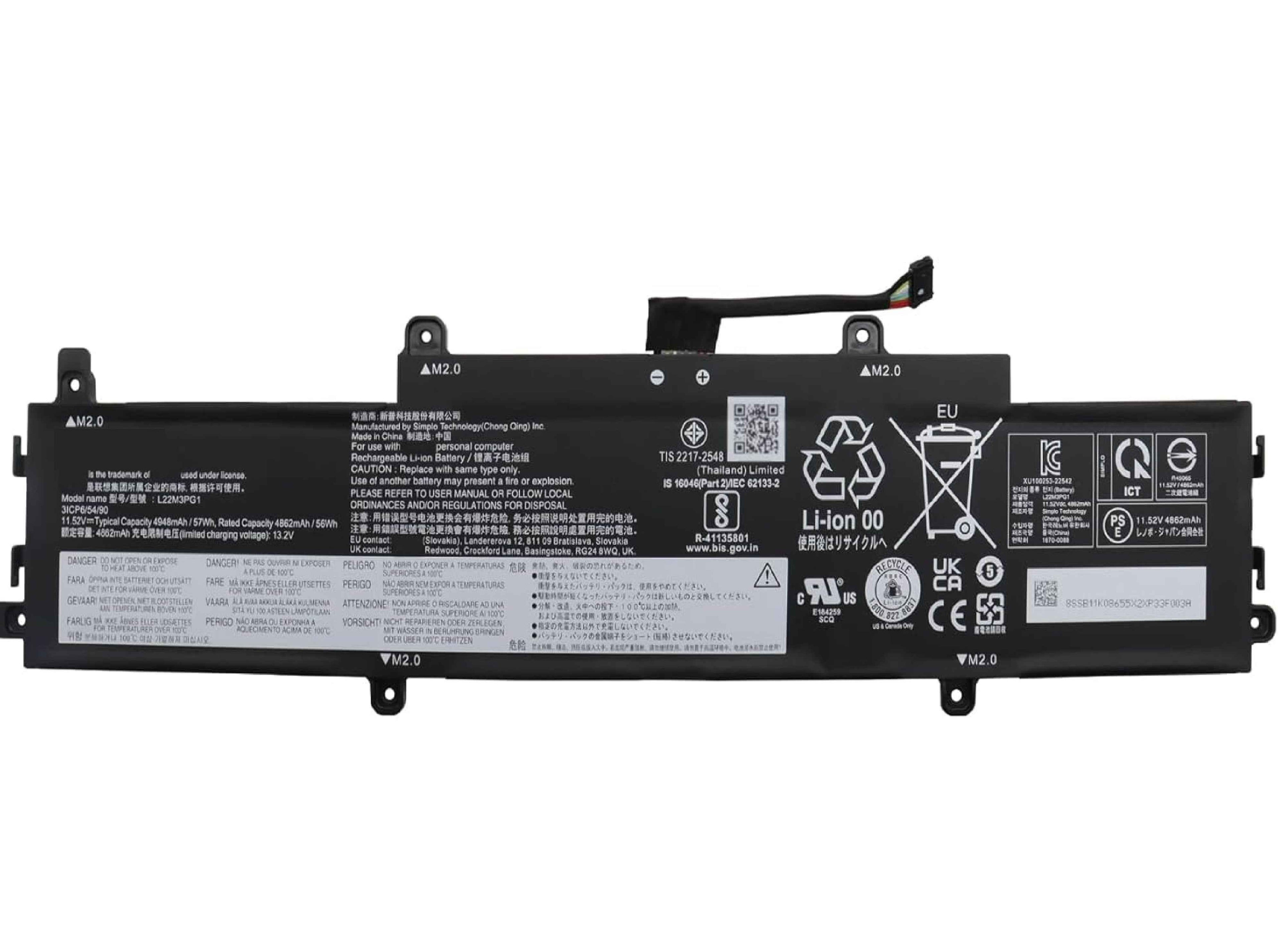 L22M3PG1 Laptop Battery 57Wh Compatible with Lenovo IP Slim 3 Chrome 14IAN8 / 14e Chromebook Gen3 Series L22D3PG1 Laptop Batteries JS Bazar