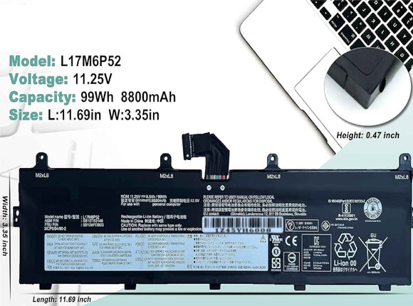 L17M6P52 01AV498 L17C6P51 Laptop Battery Compatible with Lenovo ThinkPad P72 P73 Series Notebook 01AV497 SB10K97636 SB10K97637 11.25V 8800mAh 99Wh 3-Cell Laptop Batteries JS Bazar