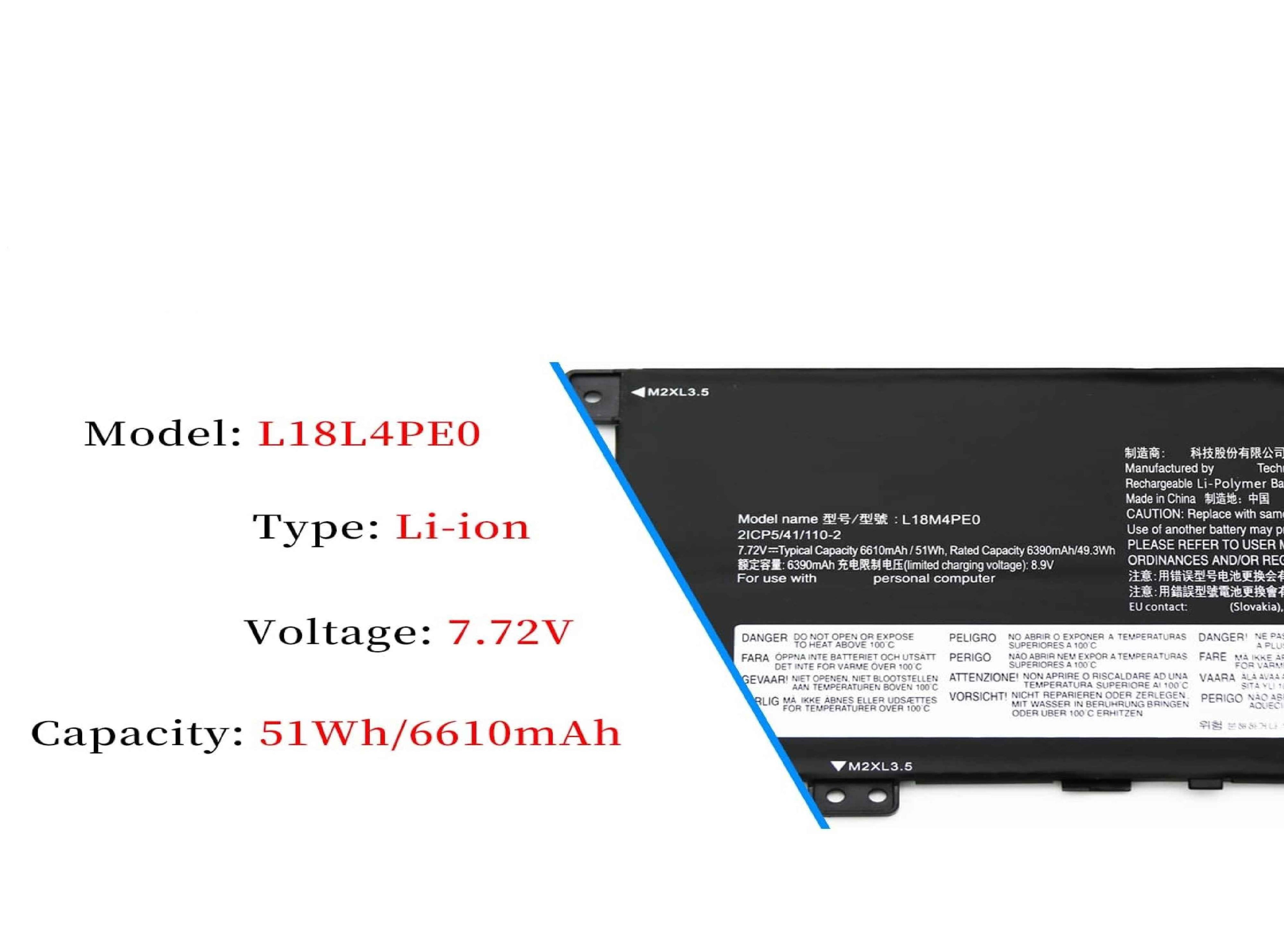 L18M4PE0 L18L4PE0 Laptop Battery for Lenovo Yoga C740-14 C740-14IML Series 5B10W67296 5B10U40209 SB10W67235 5B10W67185 5B10U40210 SB10W67368 2ICP5/41/110-2 51Wh Laptop Batteries JS Bazar