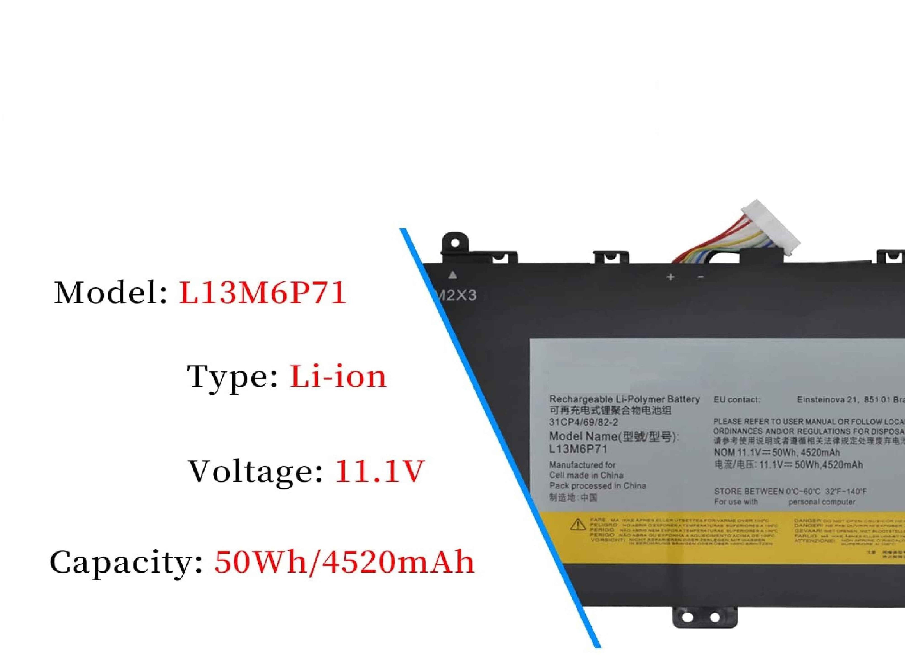 L13M6P71 L13S6P71 Laptop Battery for Lenovo IdeaPad Yoga 2 13 inch Series 121500234 121500229 3icp4/69/81-2 11.1V 50Wh Laptop Batteries JS Bazar