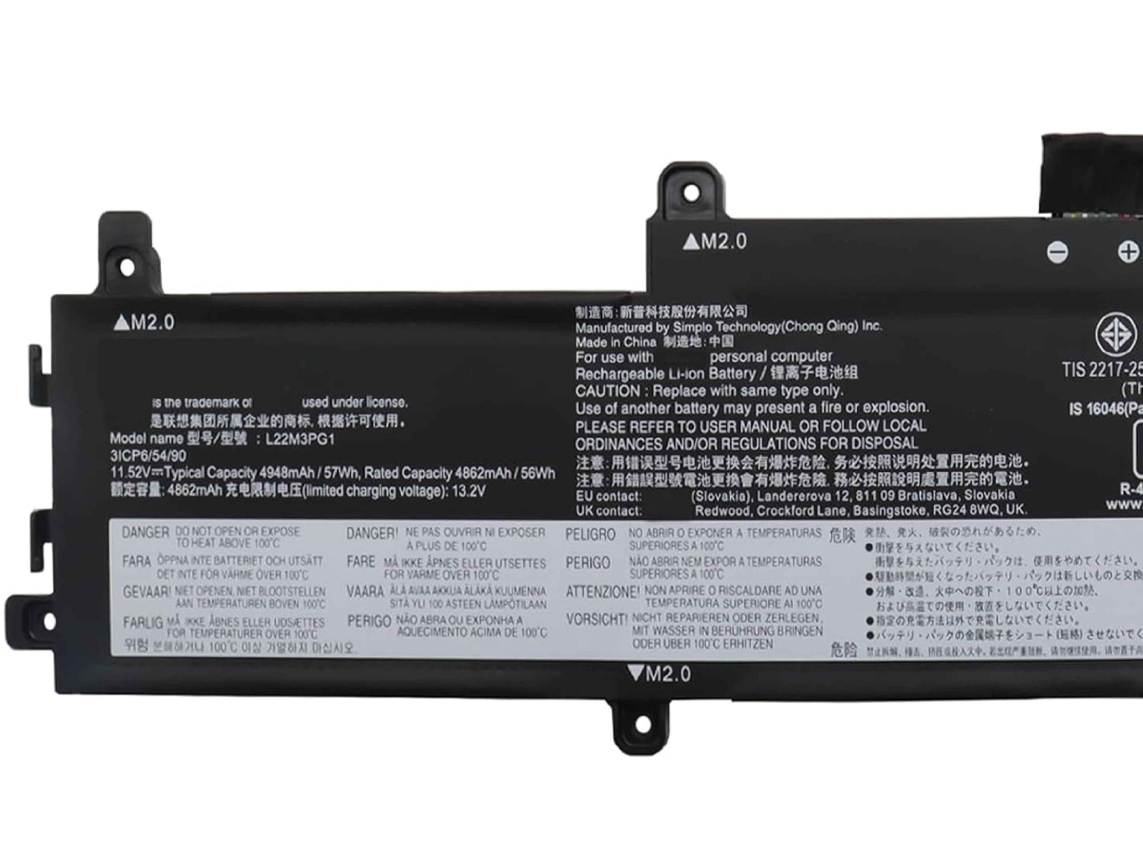 L22M3PG1 Laptop Battery 57Wh Compatible with Lenovo IP Slim 3 Chrome 14IAN8 / 14e Chromebook Gen3 Series L22D3PG1 Laptop Batteries JS Bazar