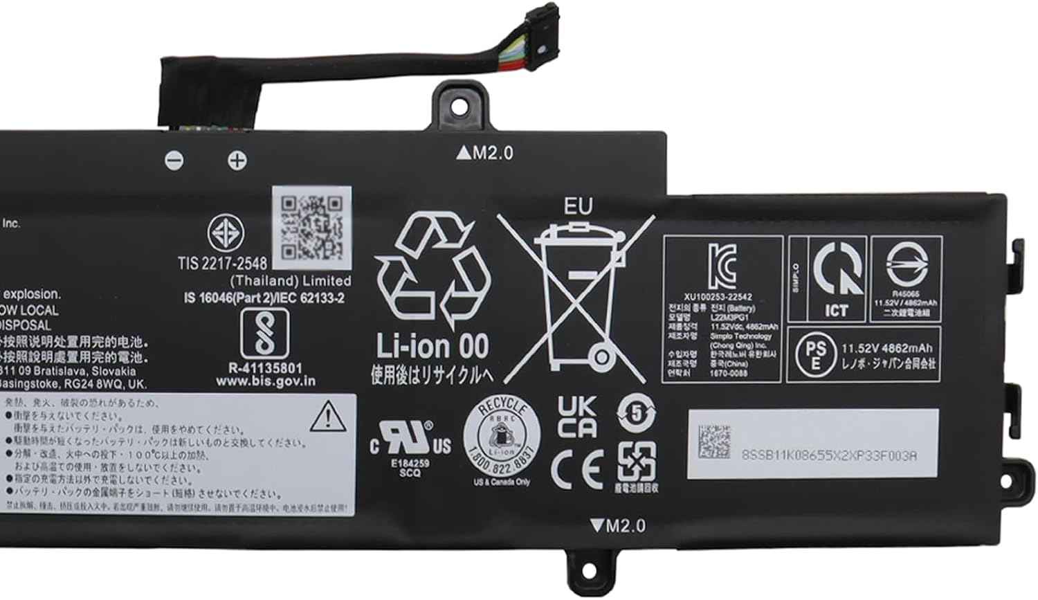 L22M3PG1 Laptop Battery 57Wh Compatible with Lenovo IP Slim 3 Chrome 14IAN8 / 14e Chromebook Gen3 Series L22D3PG1 Laptop Batteries JS Bazar