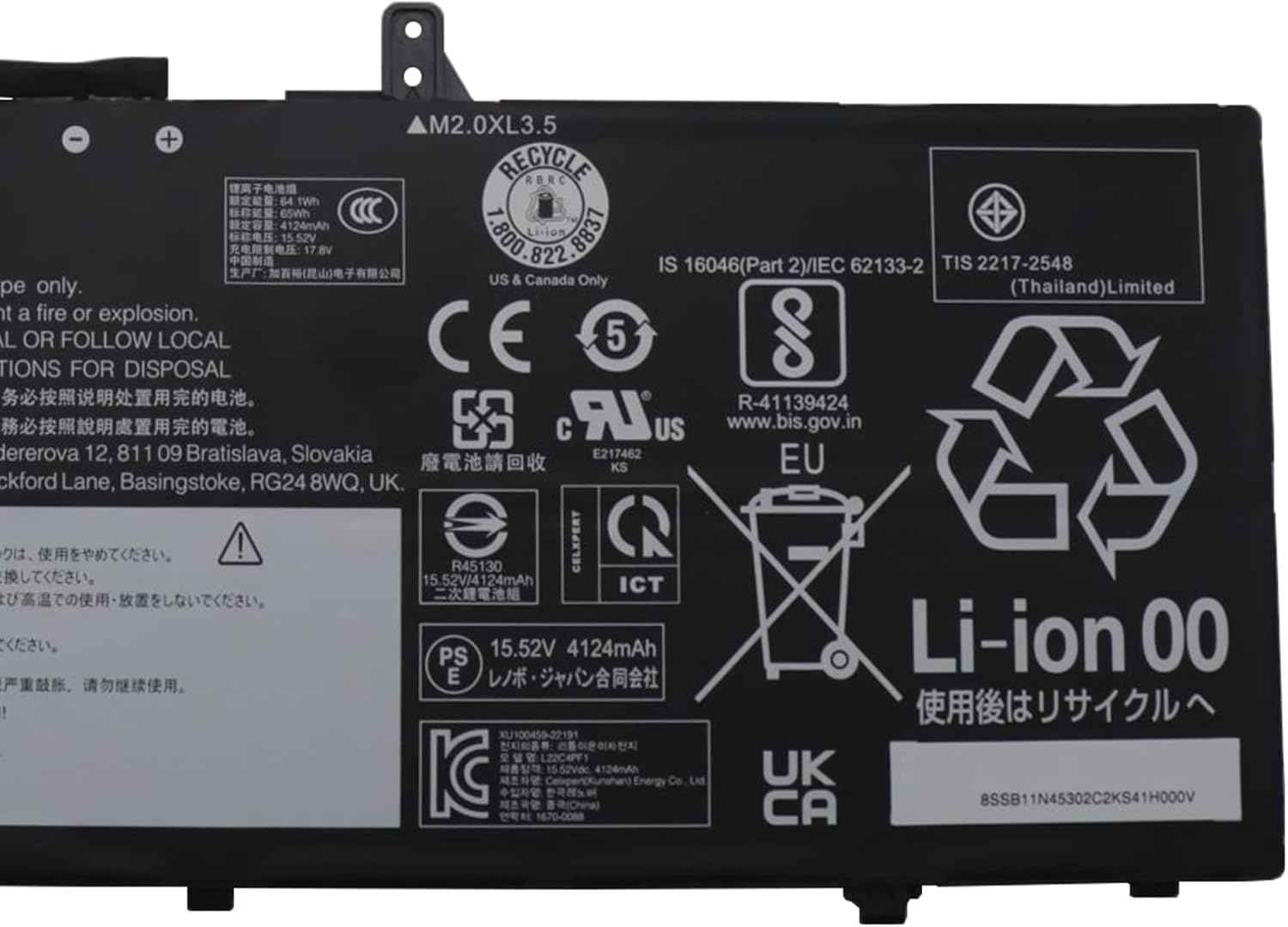 L22C4PF1 Battery 65Wh 4189mAh Replacement for Lenovo Yoga Slim 6-14IAP8 6-14IRP8 / Slim 7-14IMH9 Series SB11N45302 5B11N45328 SB11J63615 5B11J63614 L22D4PF1 L22M4PF1 15.52V Laptop Batteries JS Bazar