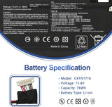 C41N1716 Asus Laptop Battery for ASUS ROG Strix GL703GS GL703GM Scar, ROG Strix S7BS S7BS8750 GL703GM-NS73 GL703GM-DS74 GL703GS-DS74 0B200-02770000 4ICP4/59/134 15.4V 76Wh Laptop Batteries JS Bazar