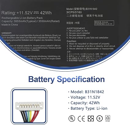 B31N1842 Asus Laptop Battery for ASUS VivoBook S15 S531FA S531FL K531FA K531FL X531FA X531FL M513IA M513UA K513EA K513EQ F513EA F513EP S513EA S513EQ S513EP V531FA V531FL X513EA X513IA X513EP X513EQ 42Wh Laptop Batteries JS Bazar