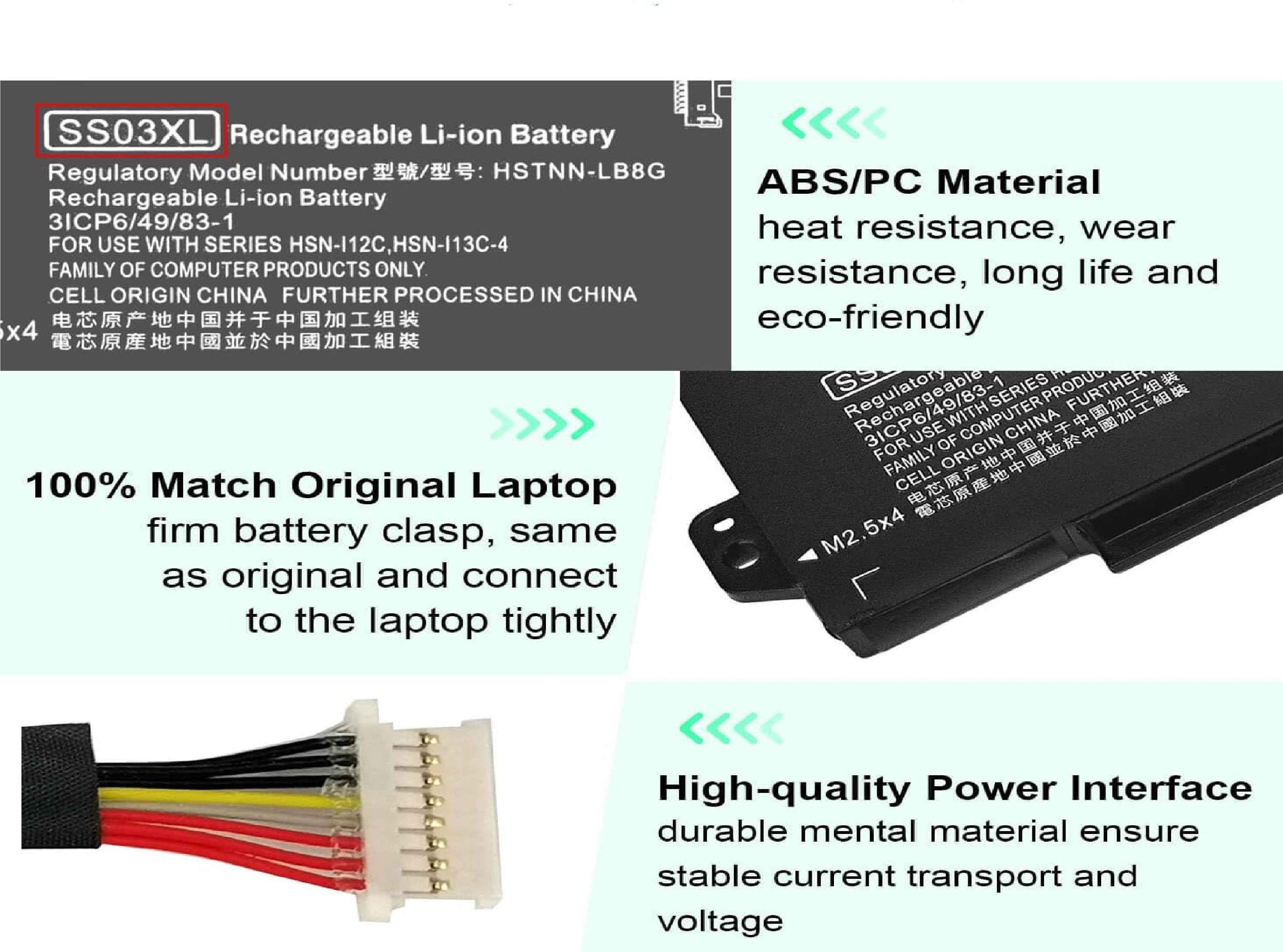SS03XL 933321-855 Battery for HP EliteBook 840 G5,EliteBook 730 735 740 745 830 846 G5, EliteBook 735 745 830 840 G6 ZBook 14U G5 G6 HSN-I13C-4 HSN-112C HSTNN-LB8G 932823-421 932823-1C1 SS03050XL Laptop Batteries JS Bazar