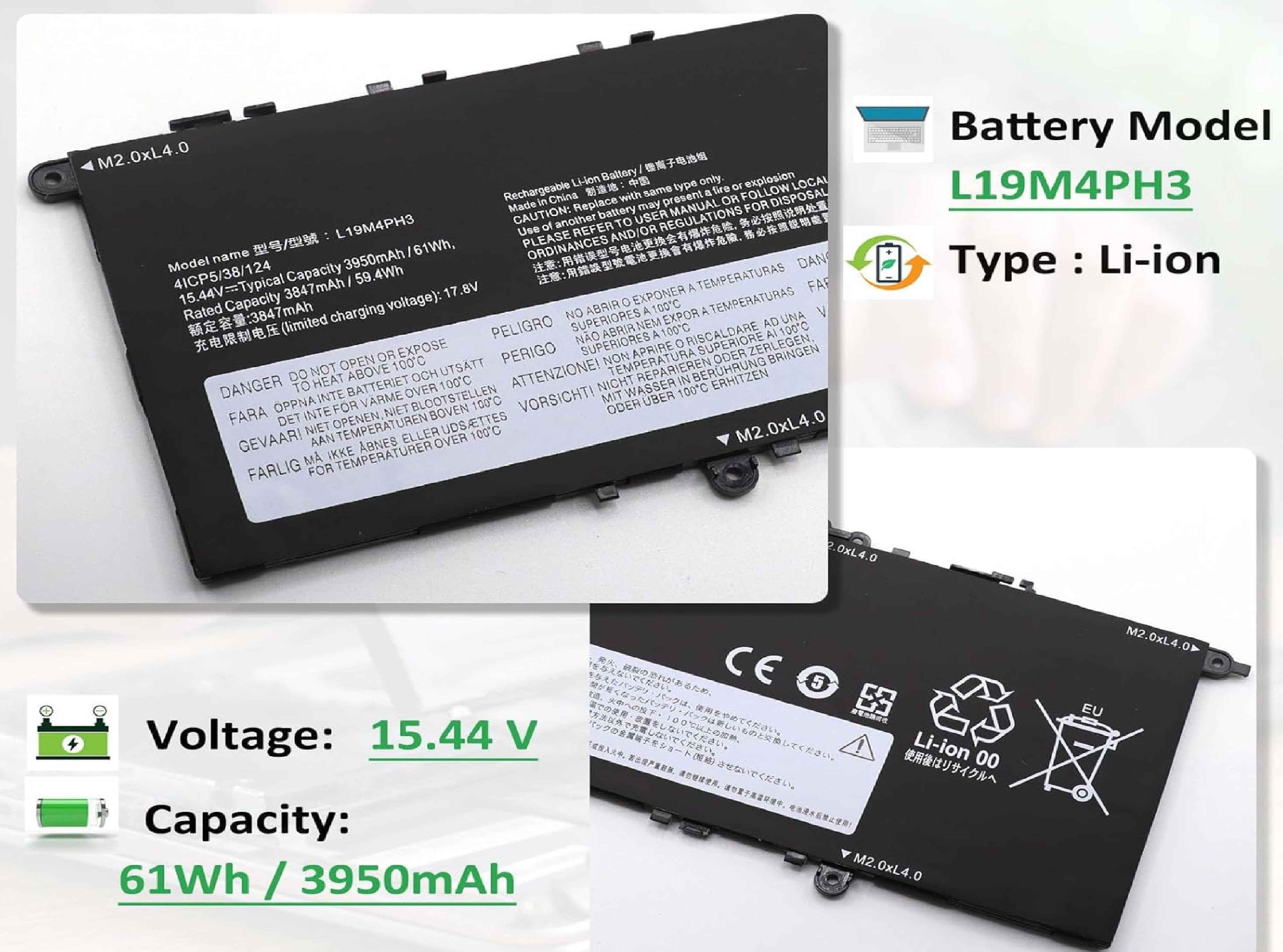 L19M4PH3 L19C4PH3 Laptop Battery Replacement for Lenovo Ideapad Yoga Slim 7 Pro-14ARH5, Ideapad Yoga Slim 7 Pro-14ITL5 Series L19D4PH3 5B10Z49514 SB10Z49515 SB10Z49516 SB10Z49517 15.44V 61Wh Laptop Batteries JS Bazar