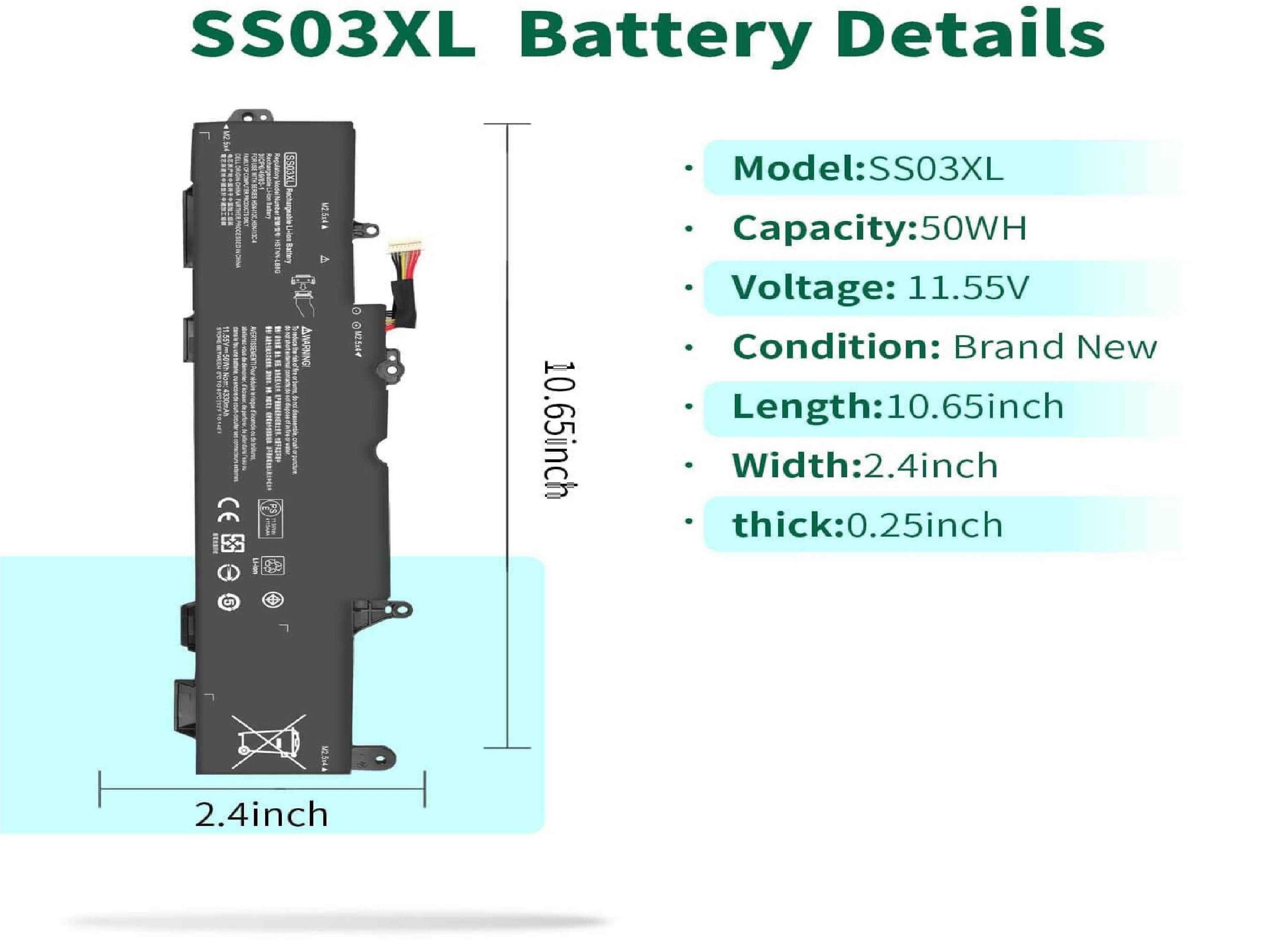 SS03XL 933321-855 Battery for HP EliteBook 840 G5,EliteBook 730 735 740 745 830 846 G5, EliteBook 735 745 830 840 G6 ZBook 14U G5 G6 HSN-I13C-4 HSN-112C HSTNN-LB8G 932823-421 932823-1C1 SS03050XL Laptop Batteries JS Bazar