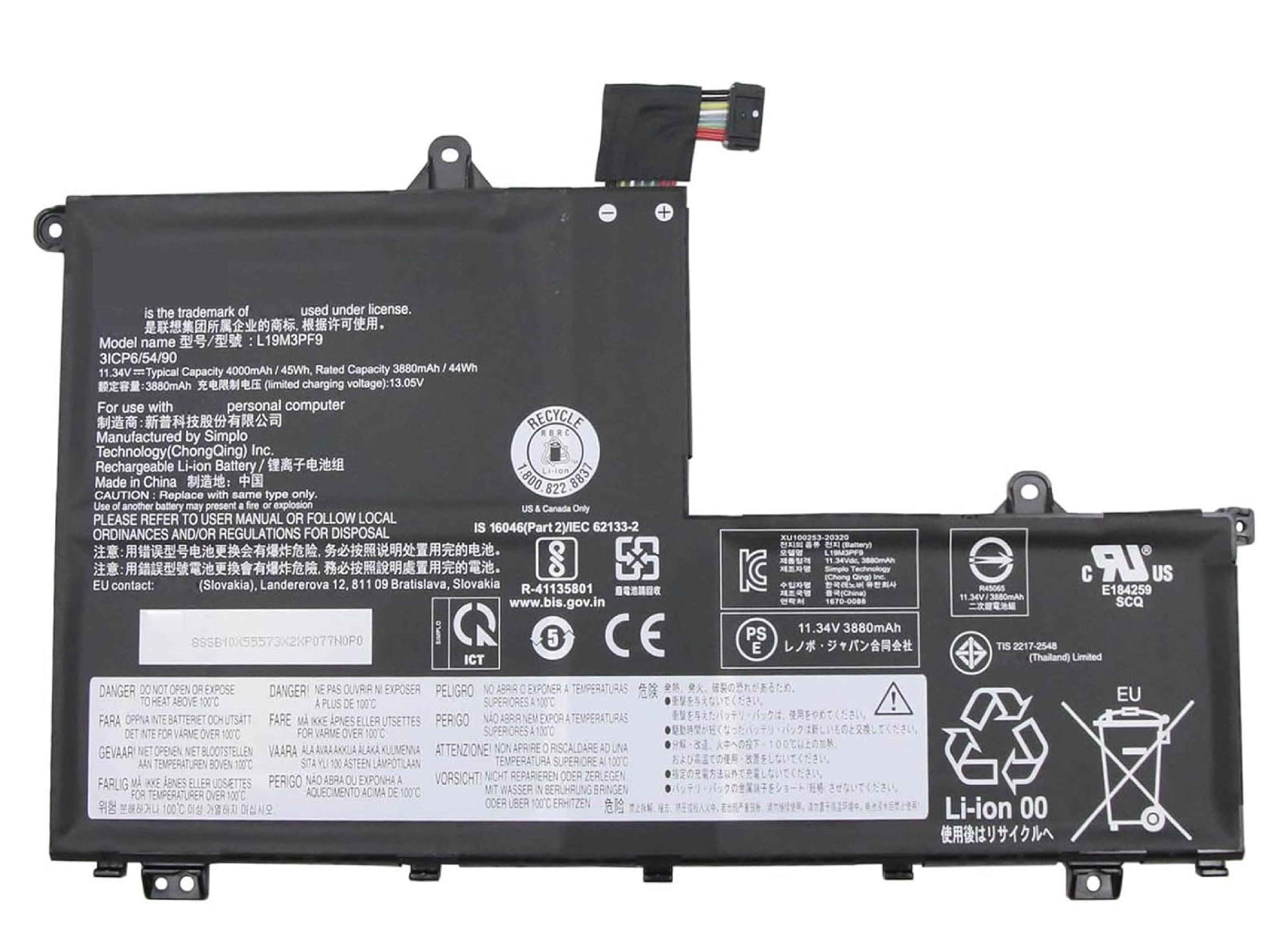L19M3PF9 Replacement for Lenovo ThinkBook 14-IML 14-IIL 15-IML 15-IIL Series SB10X55573 5B10X55569 L19C3PF9 L19L3PF8 L19D3PF1 L19M3PF1 L19L3PF1 L19C3PF1 L19D3PF2 L19M3PF2 L19L3PF1 11.34V 45Wh Laptop Batteries JS Bazar