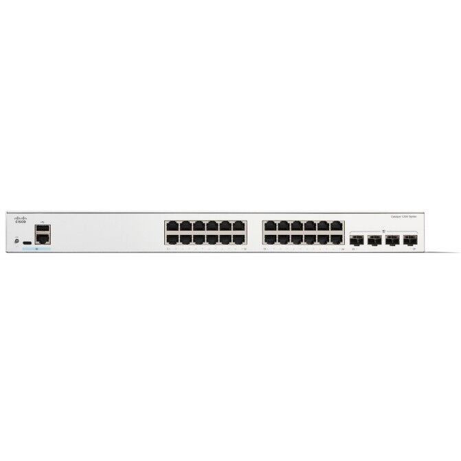 Cisco Catalyst 1200-24P-4X Smart Switch, 24 Port GE, PoE, 4x10GE SFP+ (C1200-24P-4X)