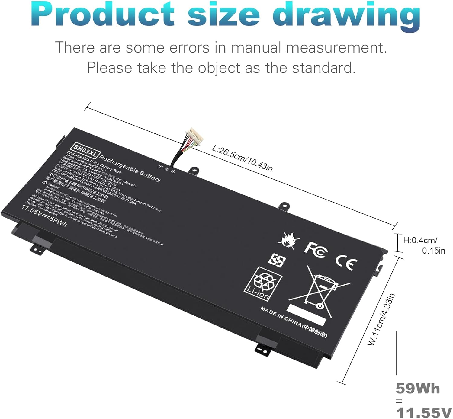 SH03XL Laptop Battery for HP Spectre X360 13-W023DX 13-AC001NA 13-AC013DX 13-AC033DX 13-AC037TU 13-AC052NA 13-W013DX Laptop Batteries JS Bazar
