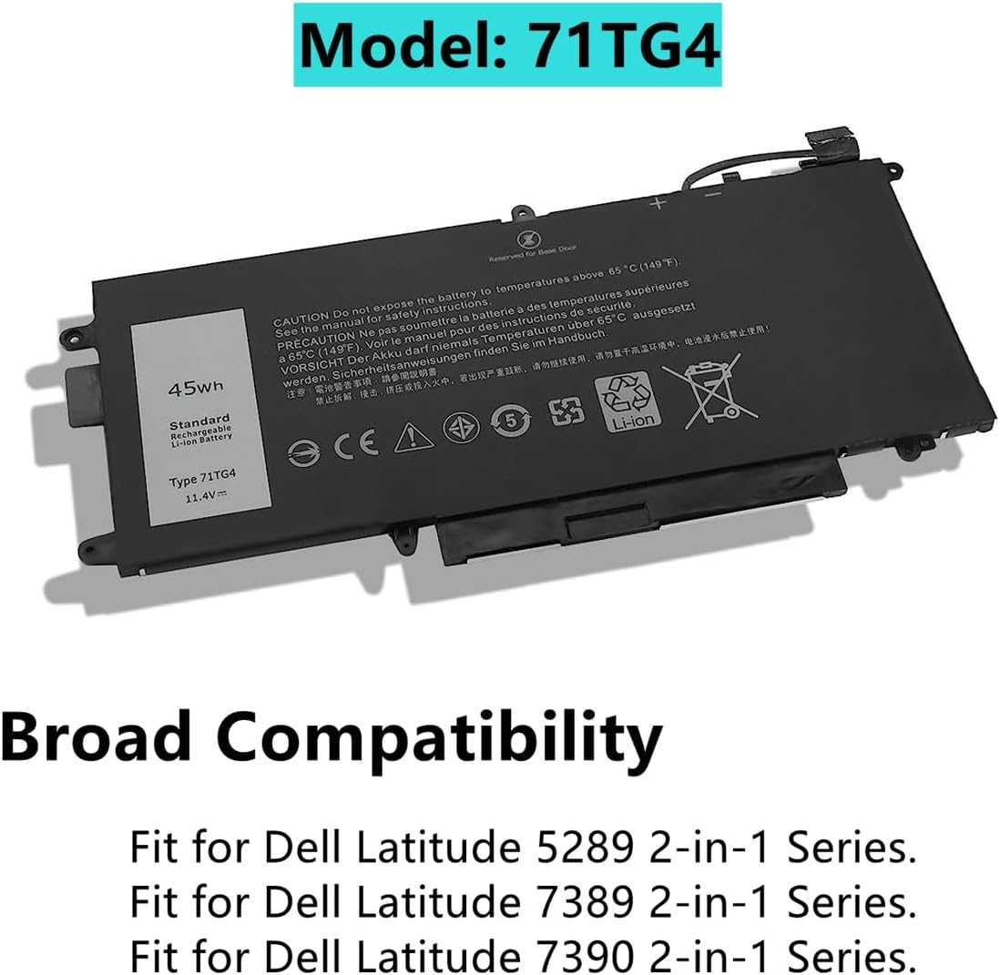 Dell Latitude 7390 2-in-1 7389 2-in-1 5289 2-in-1 71TG4 45Wh Original Dell Laptop Battery Laptop Batteries JS Bazar