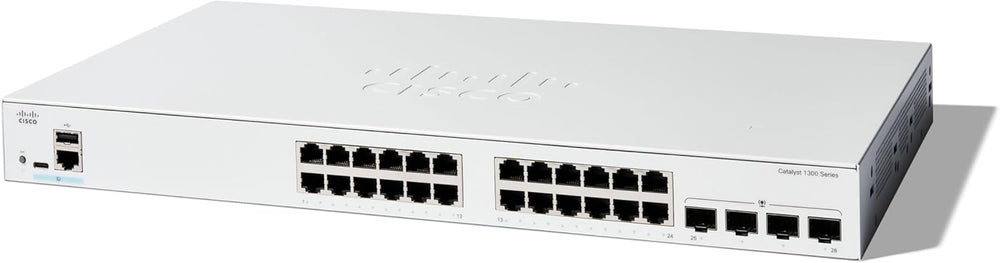 Cisco Catalyst 1300-24XT - Switch - L3 - smart - 24 x 10 Gigabit Ethernet + 4 x combo 10 Gigabit SFP+/RJ-45 - rack-mountable