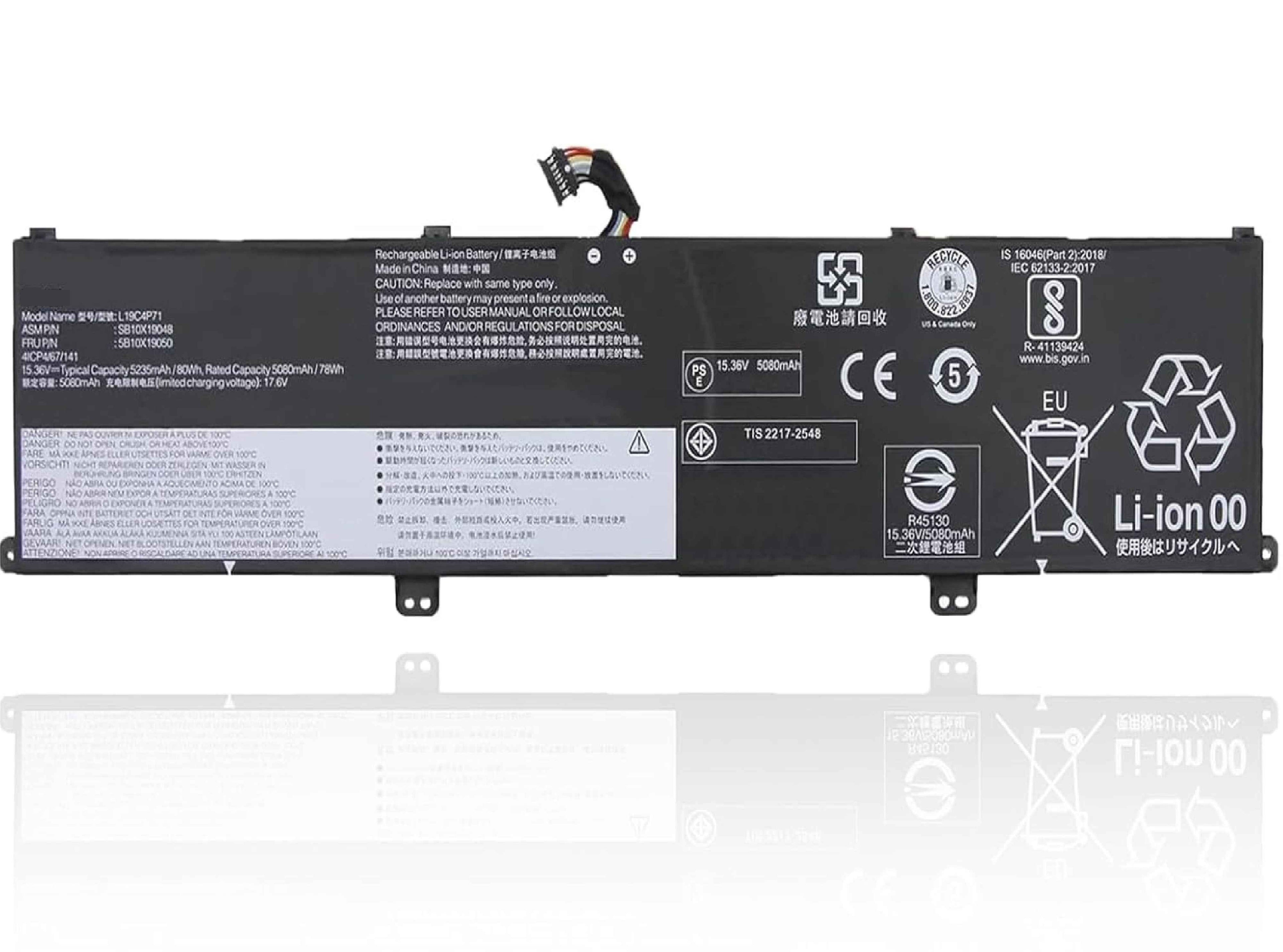 L19C4P71 Laptop Battery Compatible with Lenovo ThinkPad X1 Extreme P1 3rd Gen Series Notebook 5B10X19048 5B10X19050 L19M4P71 5B10X19047 5B10X19049 15.36V 80Wh 5235mAh Laptop Batteries JS Bazar