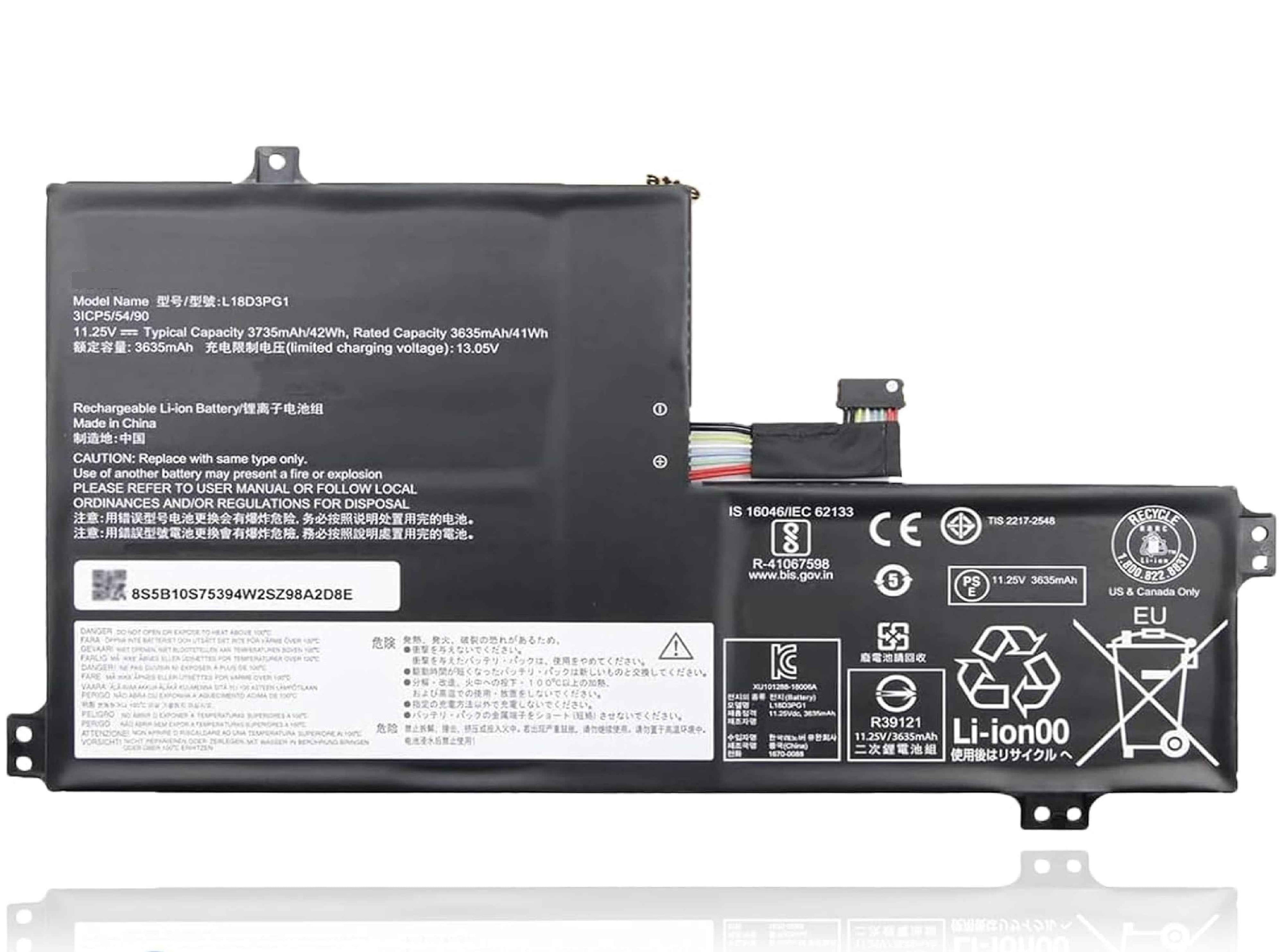 L18D3PG1 Laptop Battery Compatible with Lenovo 100E 300E Chromebook 2nd Gen MTK Series L17L3PB0 5B10W13945 5B10W13946 5B10W13947 L17M3PB0 5B10T36866 5B10T36867 5B10T36868 11.25V 42Wh(Shape-B) Laptop Batteries JS Bazar