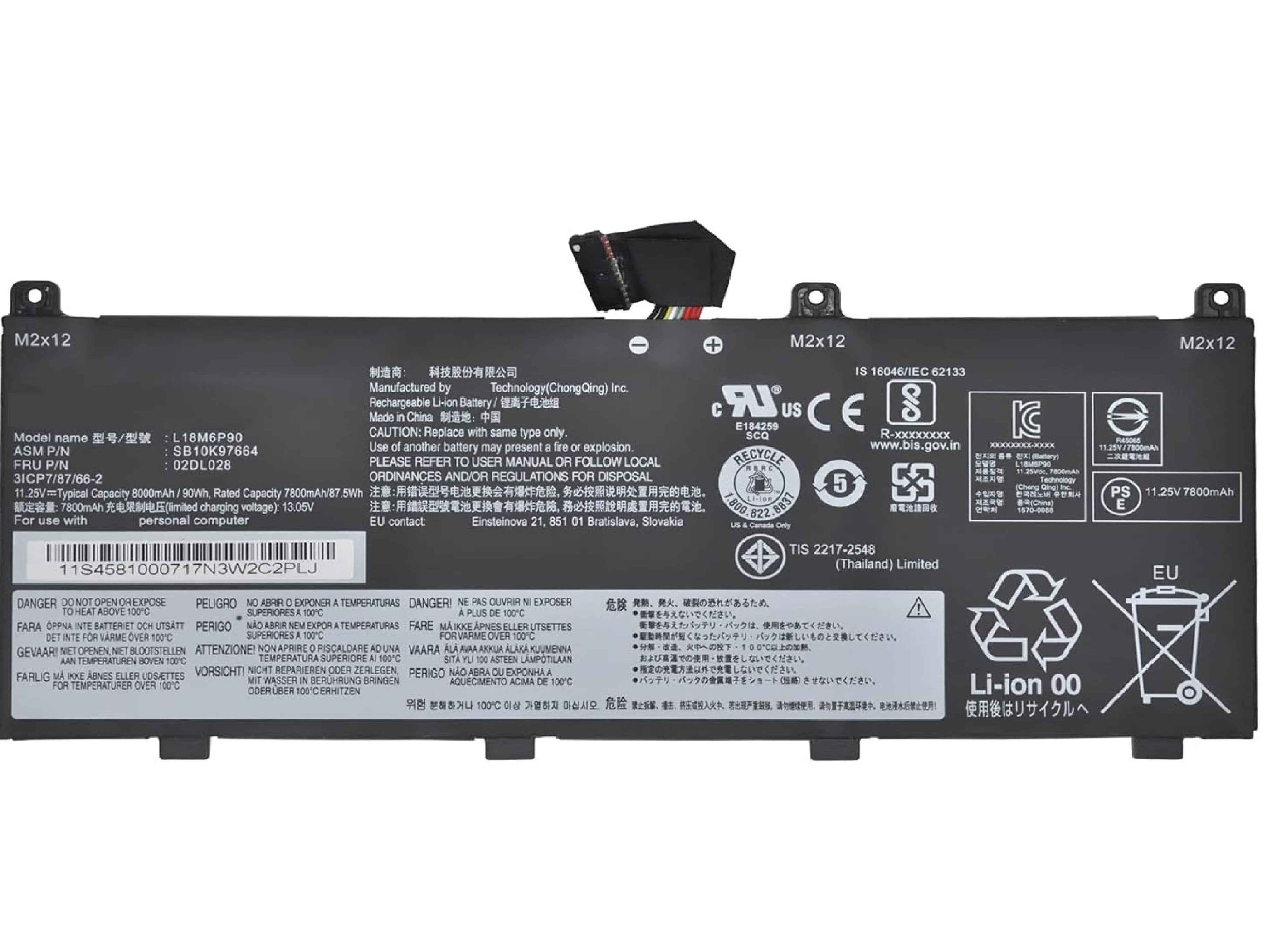 L18M6P90 L18C6P90 02DL028 02DL029 Laptop Battery for Lenovo ThinkPad P53 20QN 20QQ 20QNA006CD 20QNA009CD Series 5B10W13901 5B10W13902 SB10K97664 SB10K97665 SB10T83145 11.25V 90Wh 8000mAh Laptop Batteries JS Bazar