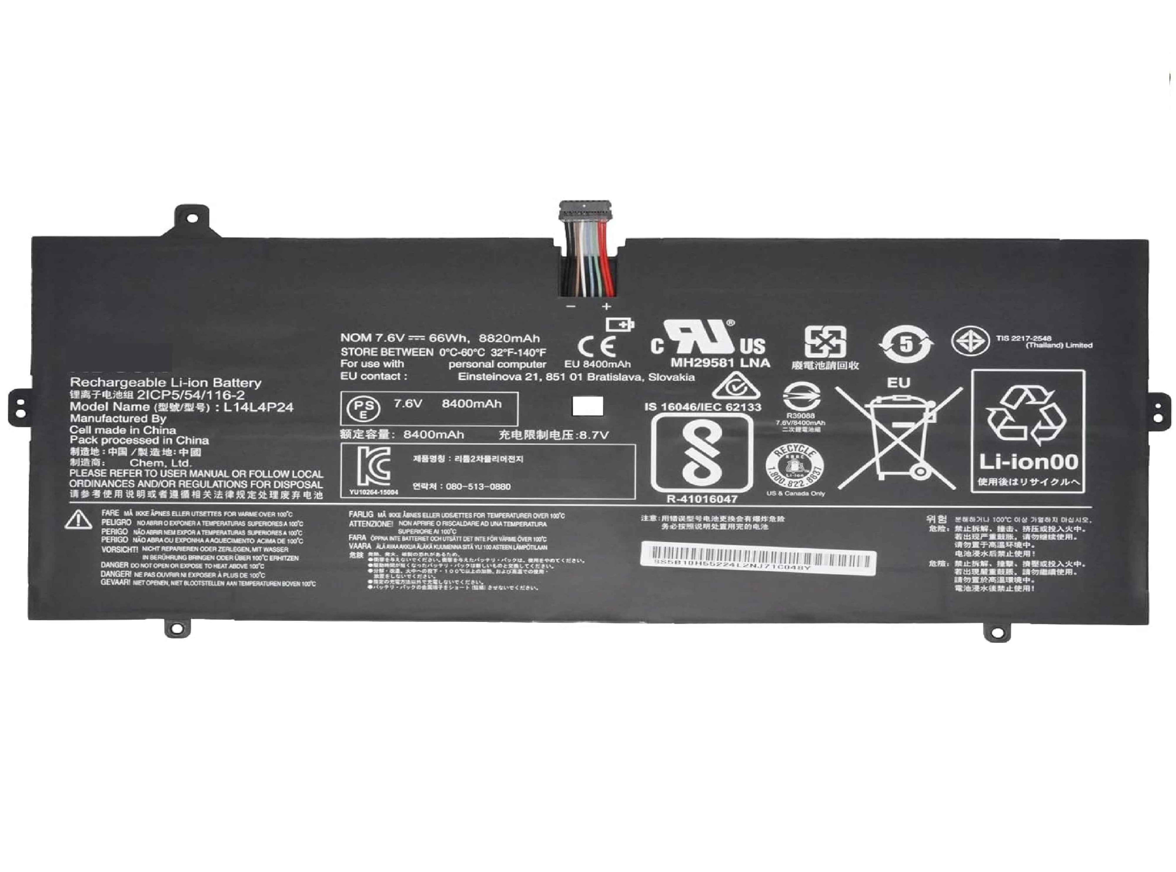 L14L4P24 L14M4P24 Laptop Battery for Lenovo Yoga 900 900-13ISK 900-131SK 900-13ISK2 900-IFI 900-ISE Yoga 3 Pro 4Pro 4 Pro 900 900-13ISK 80MK 80SD 900-13ISK2 80UE Series 5B10H43261 5B10H55224 7.5V 66Wh Laptop Batteries JS Bazar