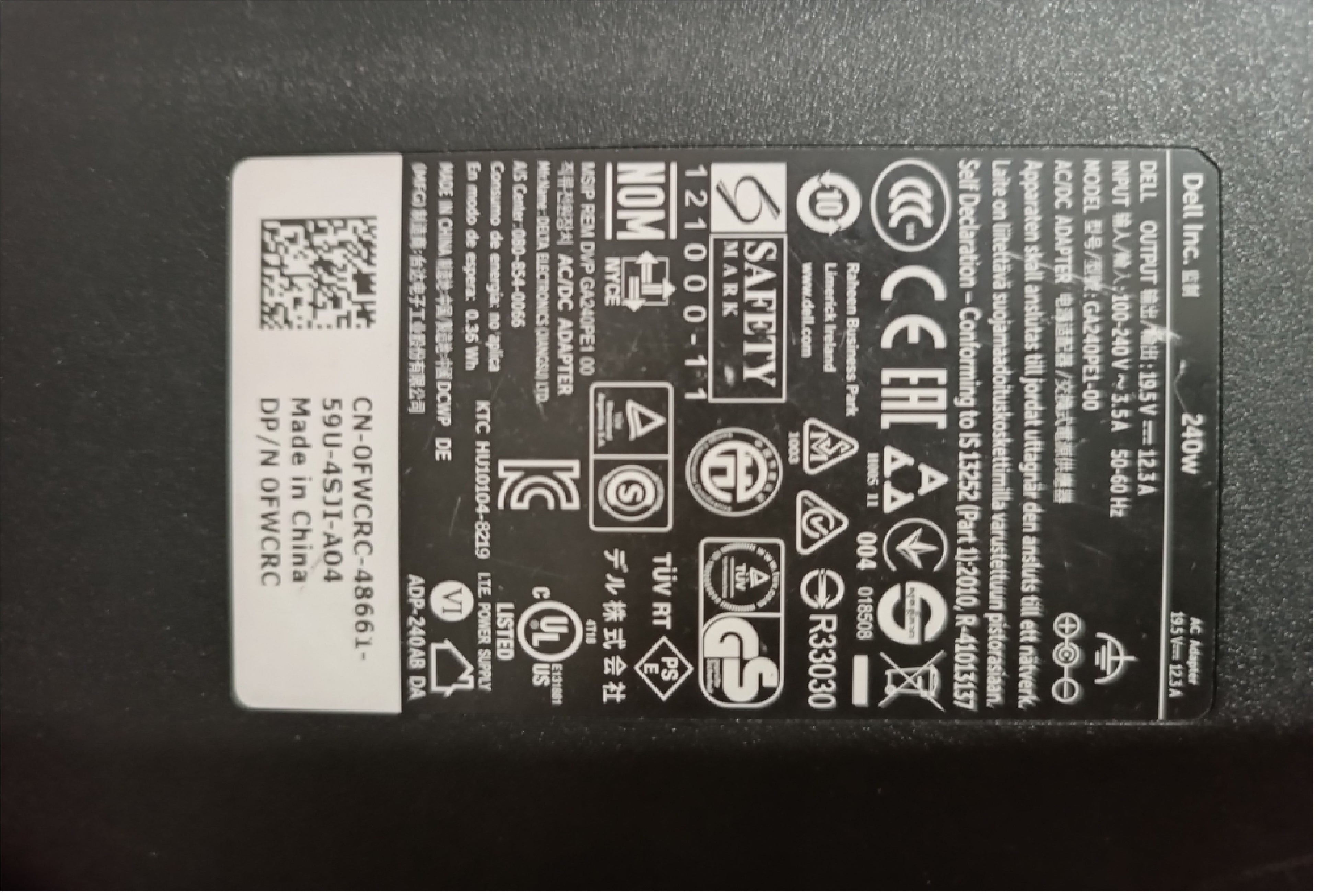 240W Dell Laptop charger for Dell Alienware M15x M17x/M17x R2/M17x R3 PA-9E J211H J938H Y044M 19.5V 12.3A Laptop Charger JS Bazar