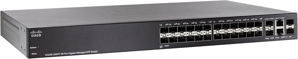 SG300-28SFP - Cisco Small Business 300 Series Managed Switches, 26 10/100/1000 ports (SFP), 2 combo mini-GBIC ports