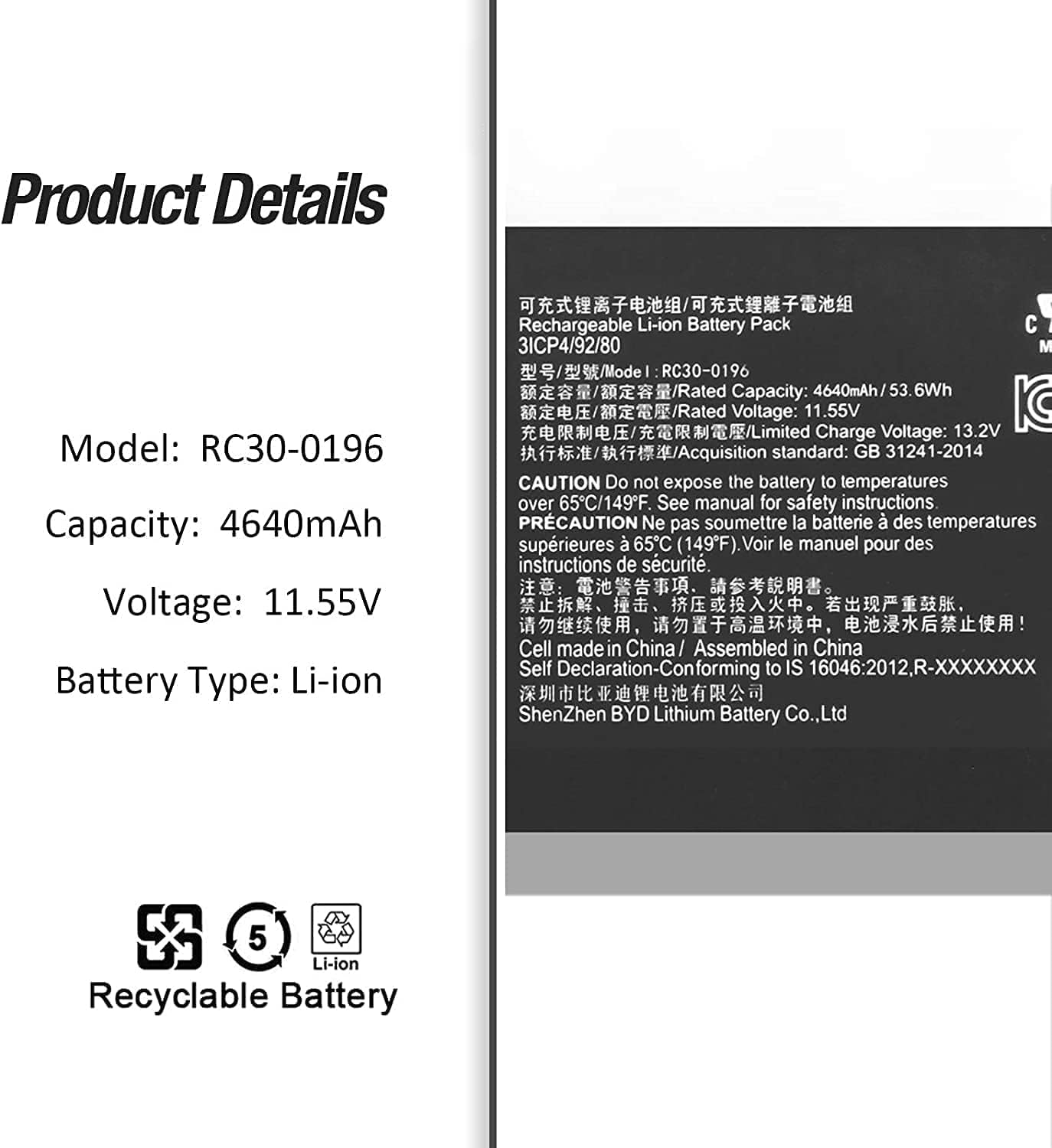 Original RC30-0196 Razer Blade Laptop Battery Replacement Compatible for Razer Blade Stealth RZ09-0239 13.3"inch Touch QHD i7-8550u RZ09-02393E32-R3U1 Series 53.6Wh/4640mAh Laptop Batteries JS Bazar