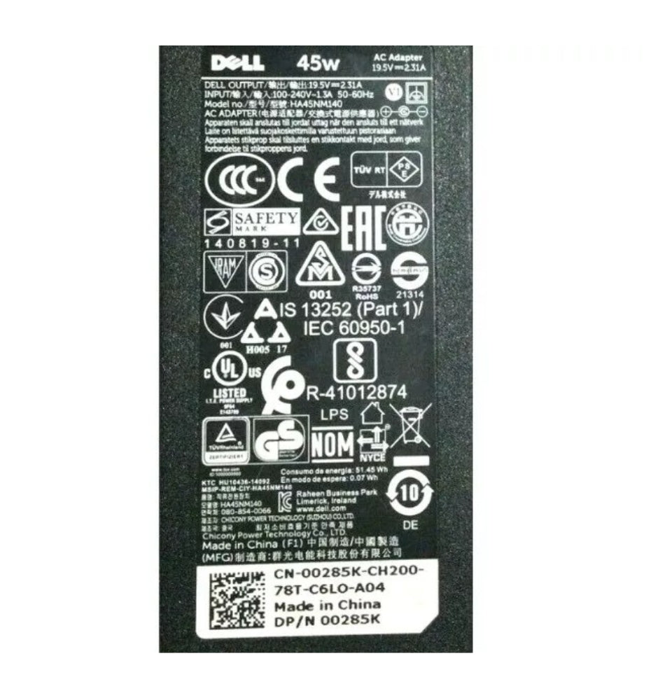 45W Dell Laptop charger for Dell Latitude 13 3379 7350 XPS 13 9333 9343 9350 9360 19.5V 2.31A 4.5mm*3.0mm LA45NM140 Laptop Charger JS Bazar