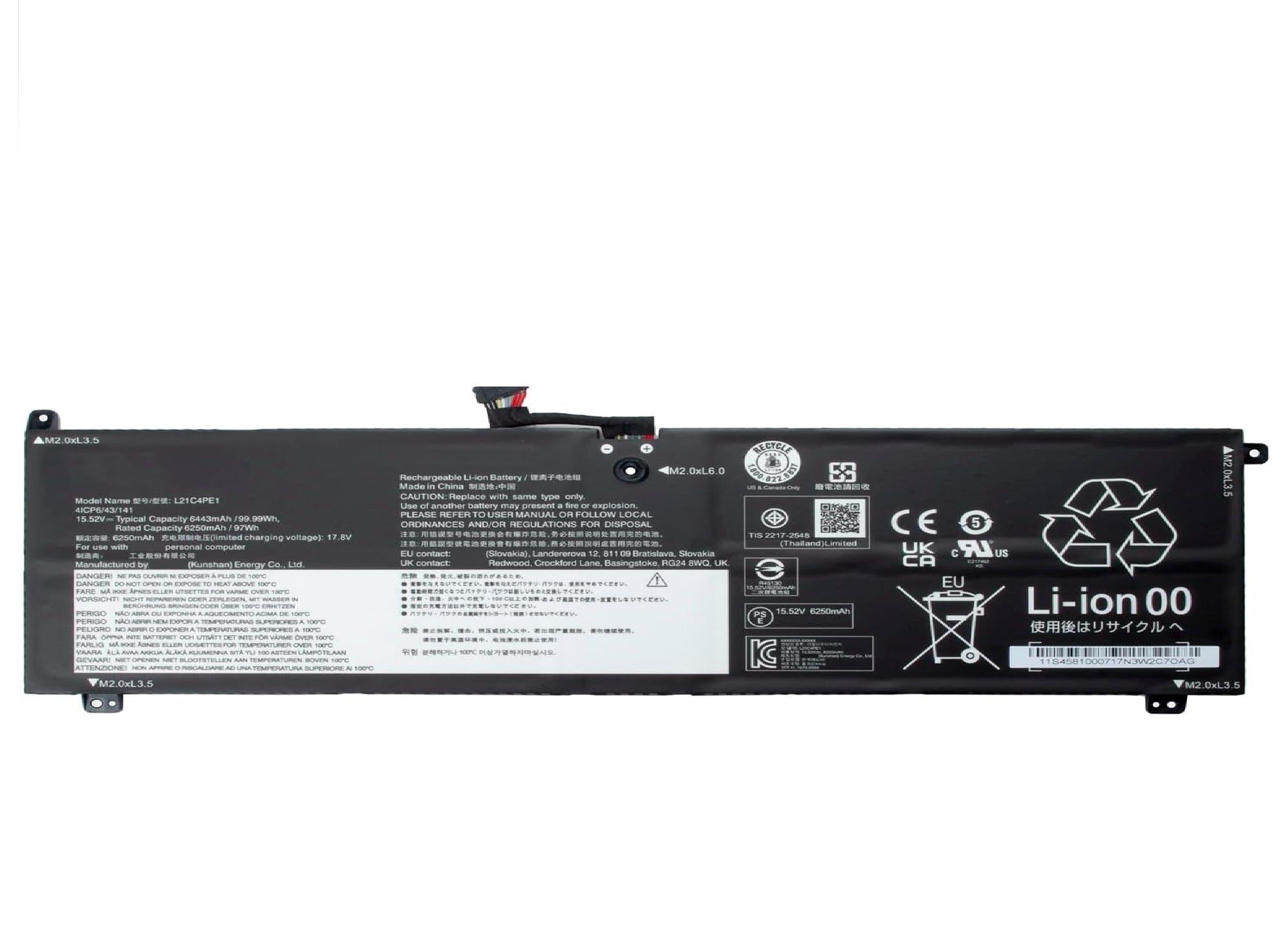 L21C4PE1 L21M4PE1 Laptop Battery for Lenovo Legion S7 15ACH6 Legion S7 16ARHA7 Legion S7 16IAH7 Series SB11F29419 5B11F29413 SB11F29415 5B11F29416 L21B4PE1 SB11F29417 5B11F29420 15.52V/99.99Wh 4-Cell Laptop Batteries JS Bazar