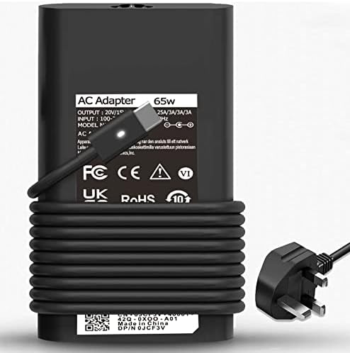 Dell 65W Dell charger 20V 3.25A LA65NM170 2YKOF 02YKOF USB-C AC Adapter for Dell Latitude 5420. Laptop Charger JS Bazar