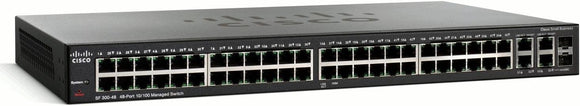 SF300-48 - Cisco Small Business 300 Series Managed Switches, 48 10/100 PoE+ ports , 2 10/100/1000 ports - 2 combo mini-GBIC ports Networking Switches JS Bazar