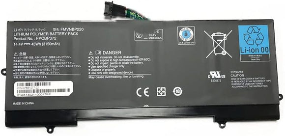 Laptop Battery Compatible for Fujitsu Lifebook U772 FPCBP372 FMVNBP220 (14.4V 45W 3150mAh) PC Compatible Battery Replacement
